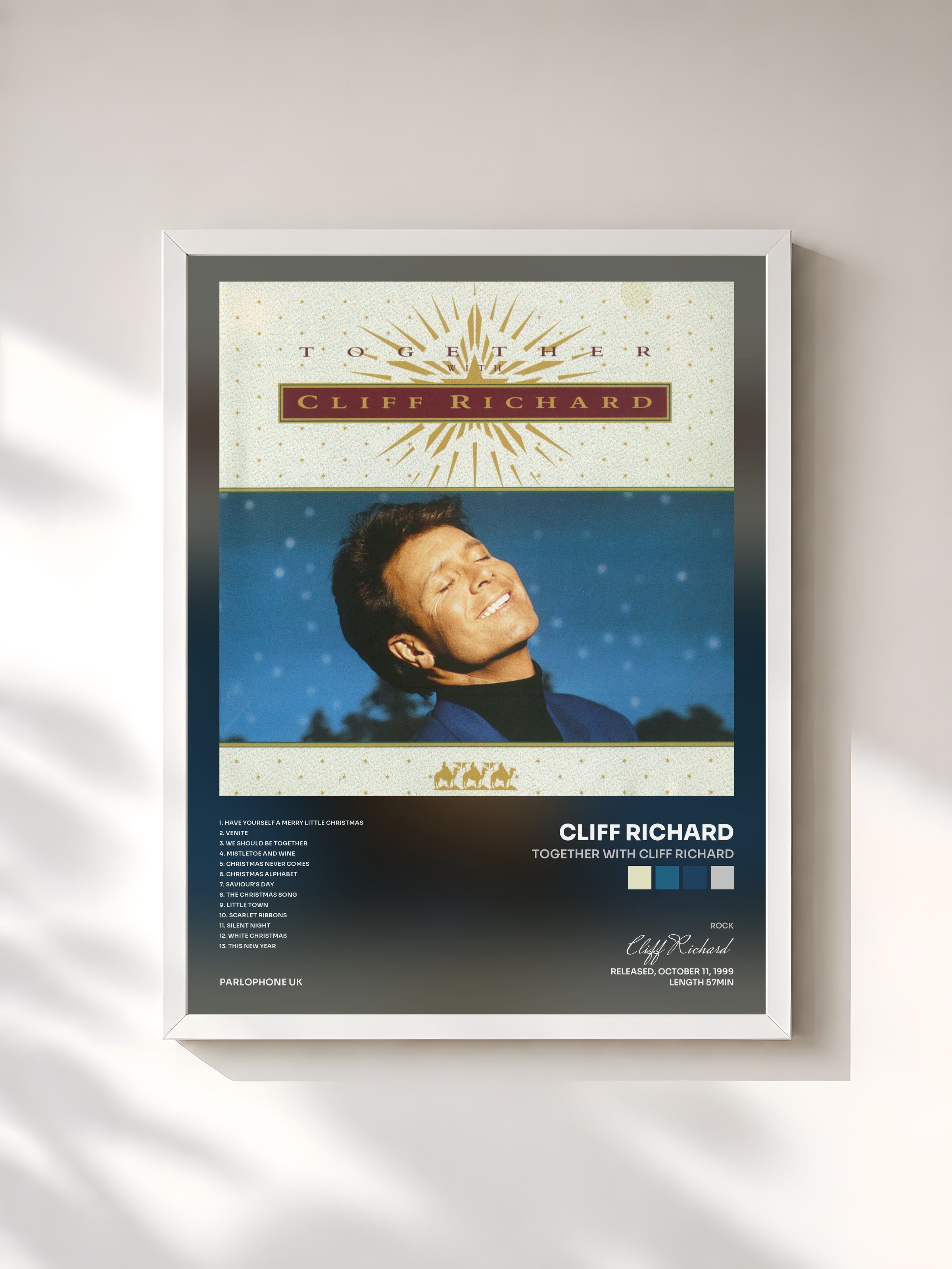 #blanc Tableau de l'album Together With Cliff Richard de Cliff Richard, cadre blanc, imprimé et encadré en France