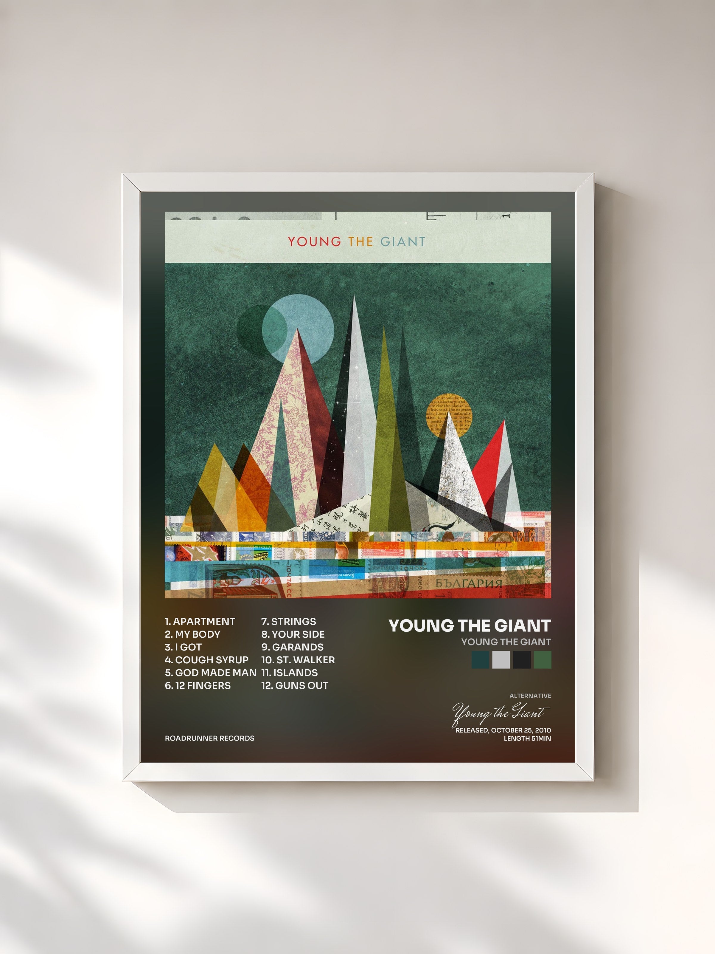 #blanc Tableau de l'album Young The Giant de Young the Giant, cadre blanc, imprimé et encadré en France