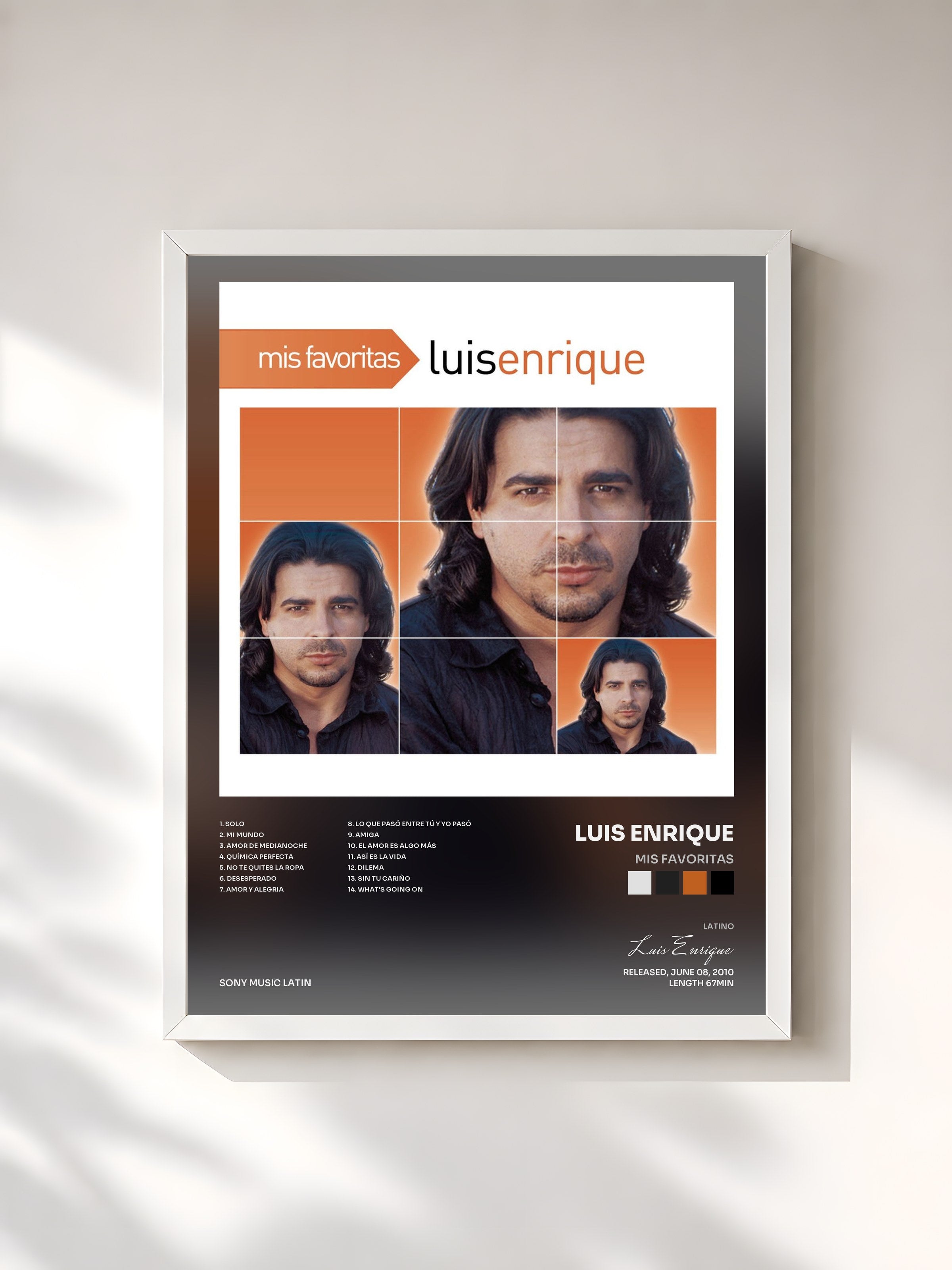 #blanc Tableau de l'album Mis Favoritas de Luis Enrique, cadre blanc, imprimé et encadré en France