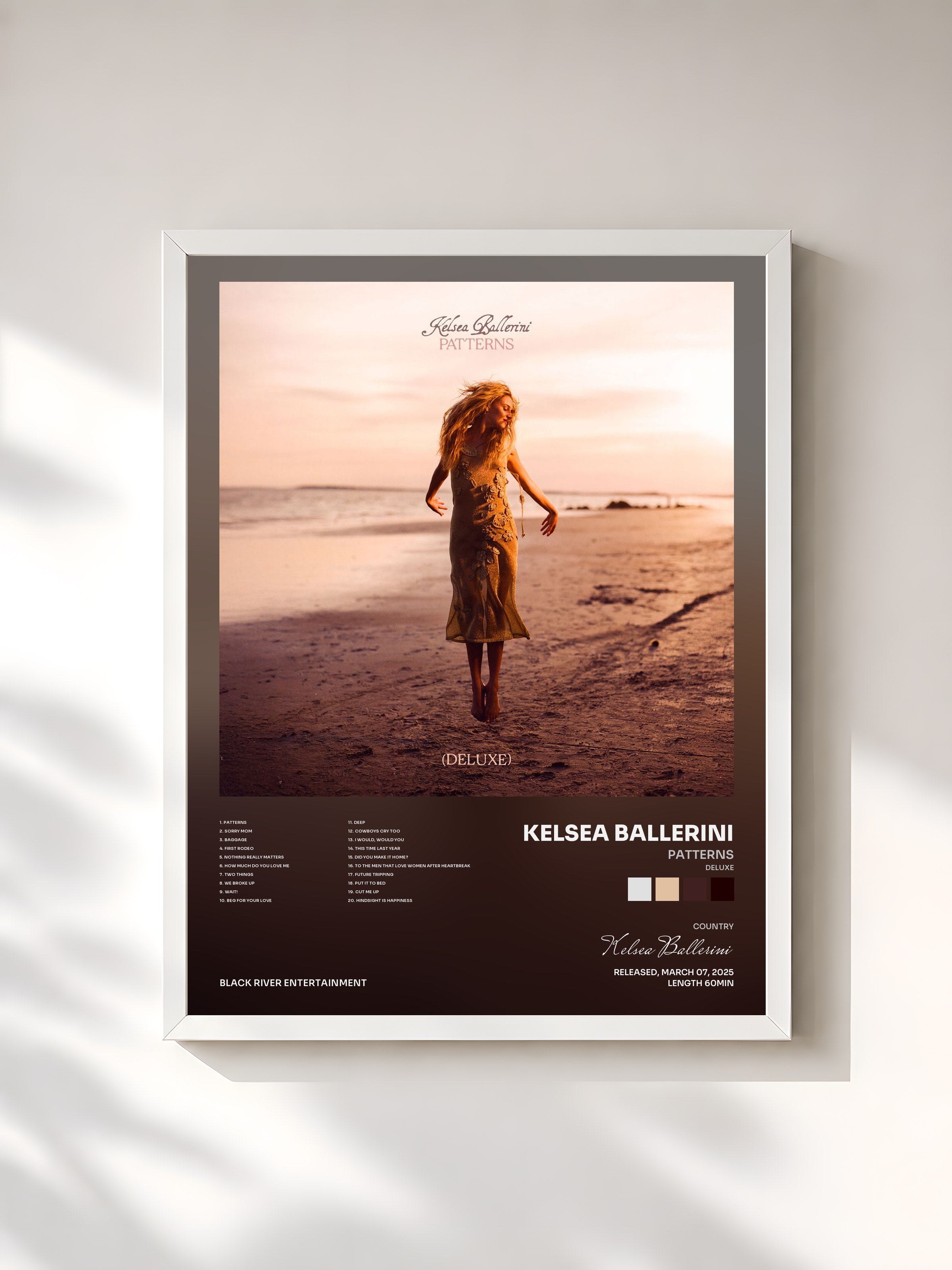#blanc Tableau de l'album PATTERNS (DELUXE) de Kelsea Ballerini, cadre blanc, imprimé et encadré en France