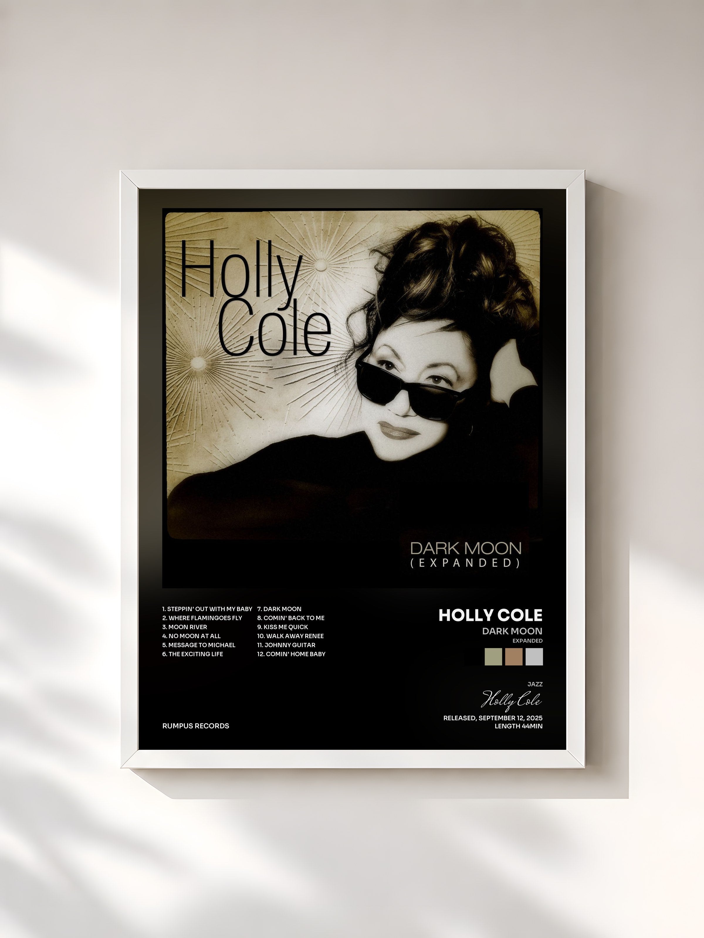 #blanc Tableau de l'album Dark Moon (Expanded) de Holly Cole, cadre blanc, imprimé et encadré en France