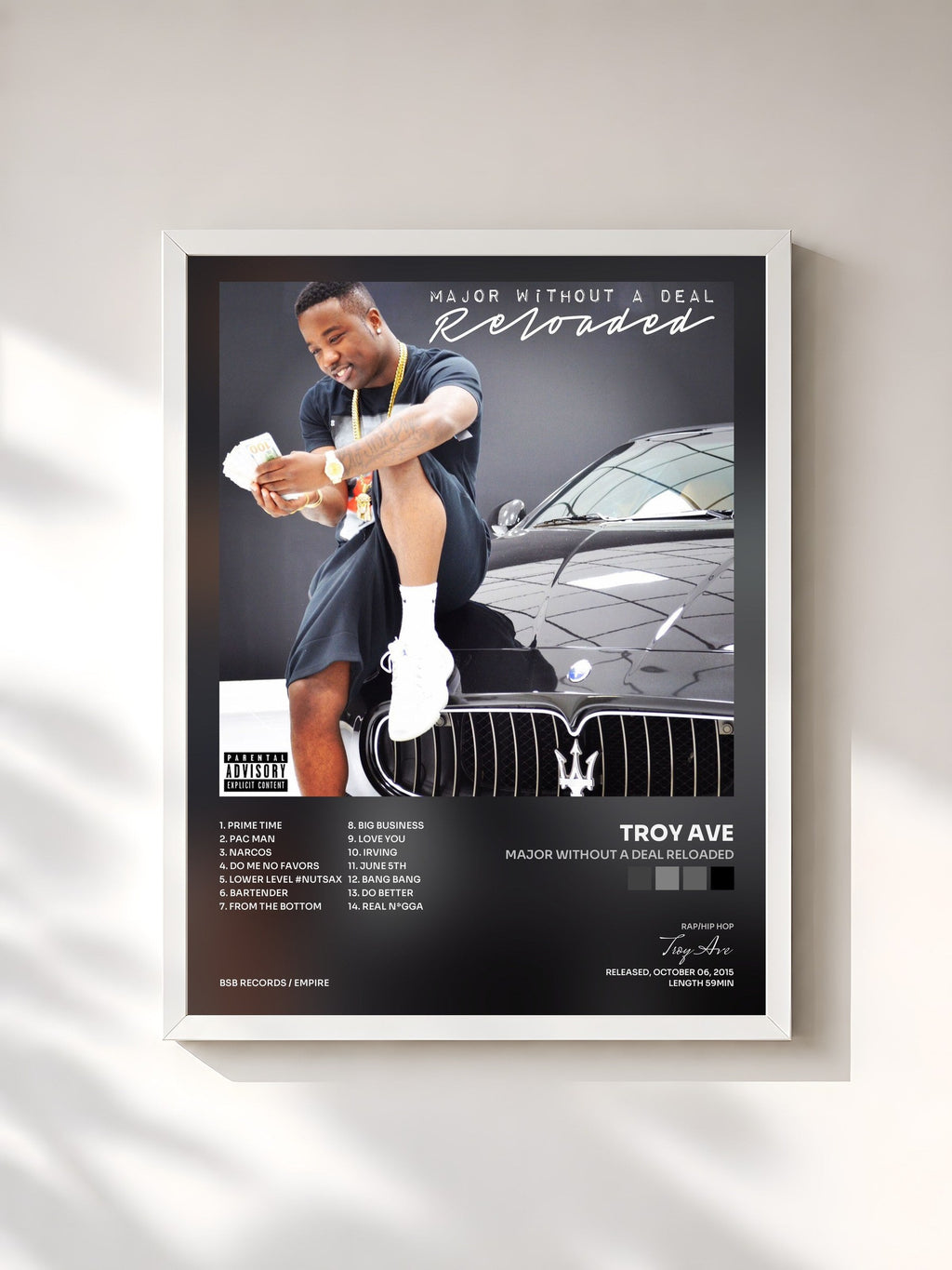 #blanc Major Without a Deal Reloaded di Troy Ave in stampa incorniciata, cornice bianca, stampata e incorniciata in Francia