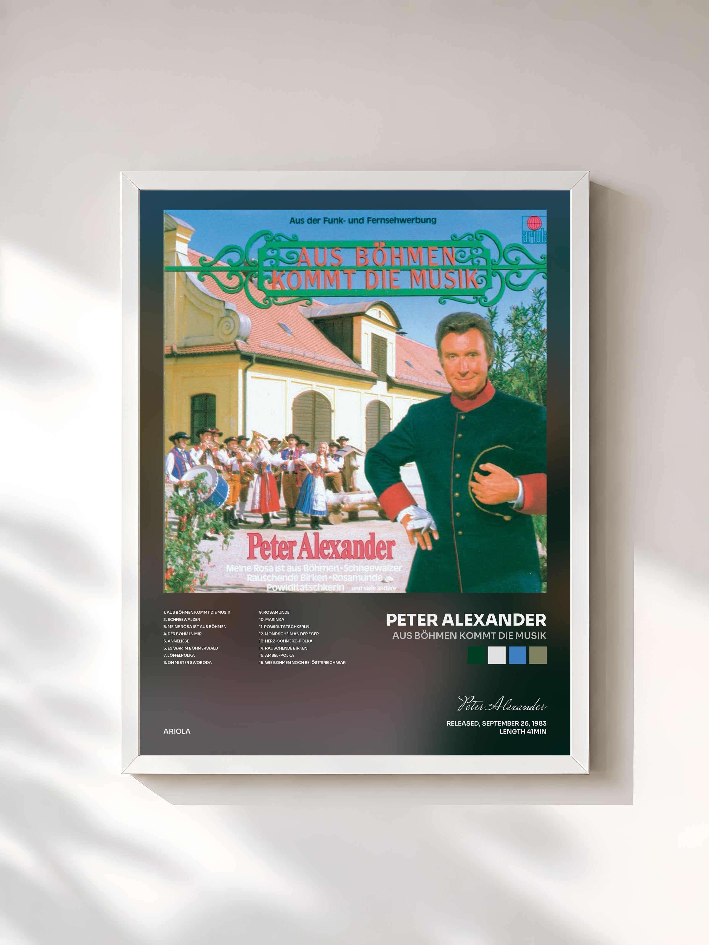 #blanc Tableau de l'album Aus Böhmen kommt die Musik de Peter Alexander, cadre blanc, imprimé et encadré en France