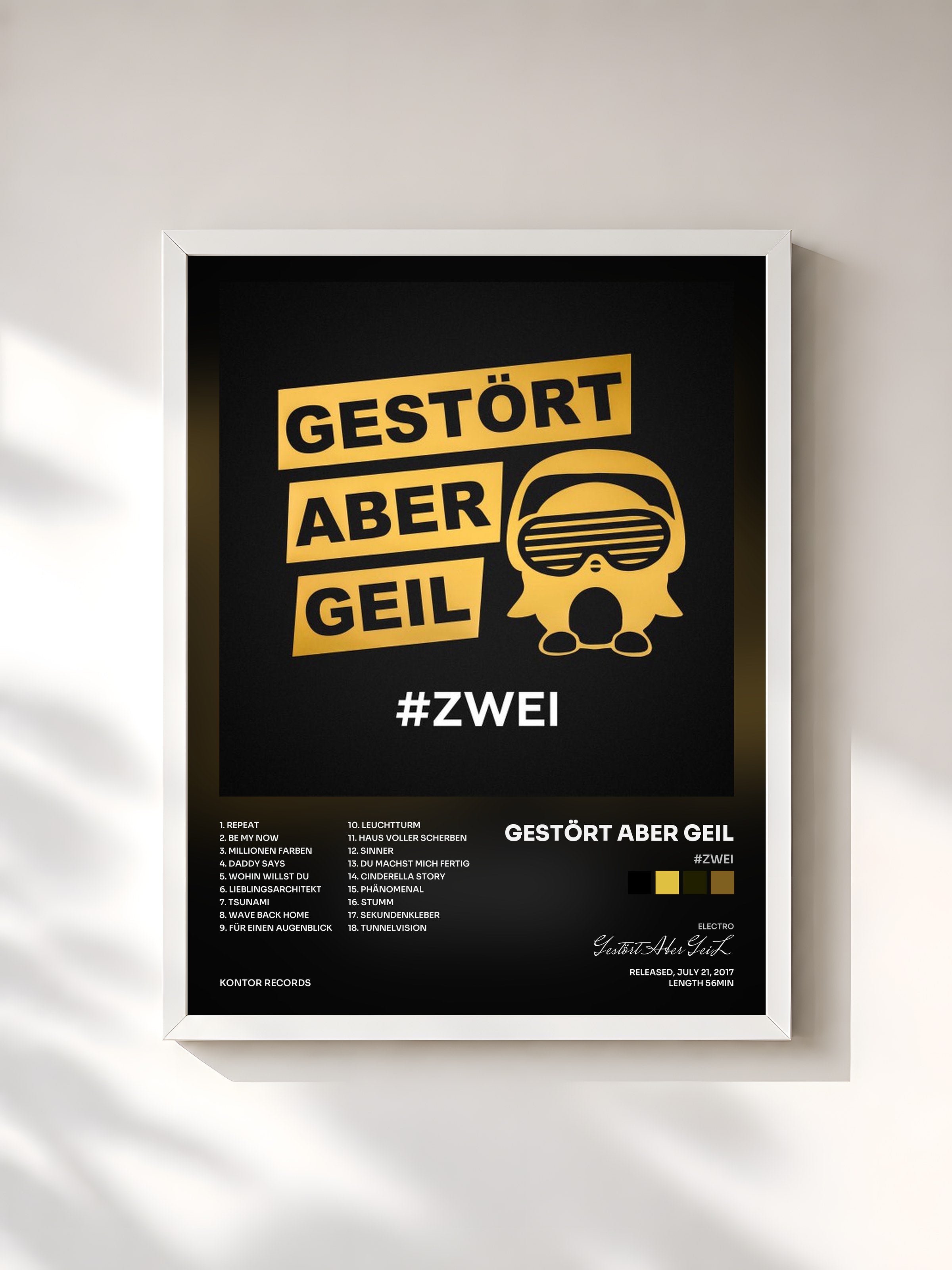 #blanc Tableau de l'album #ZWEI de Gestört Aber GeiL, cadre blanc, imprimé et encadré en France