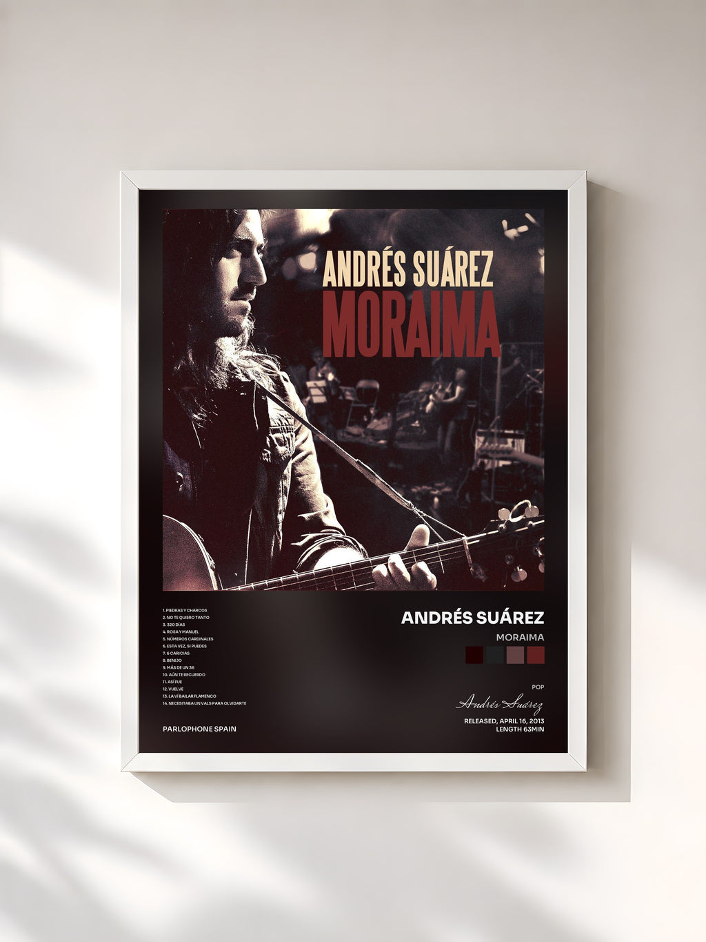 #blanc Tableau de l'album Moraima de Andrés Suárez, cadre blanc, imprimé et encadré en France