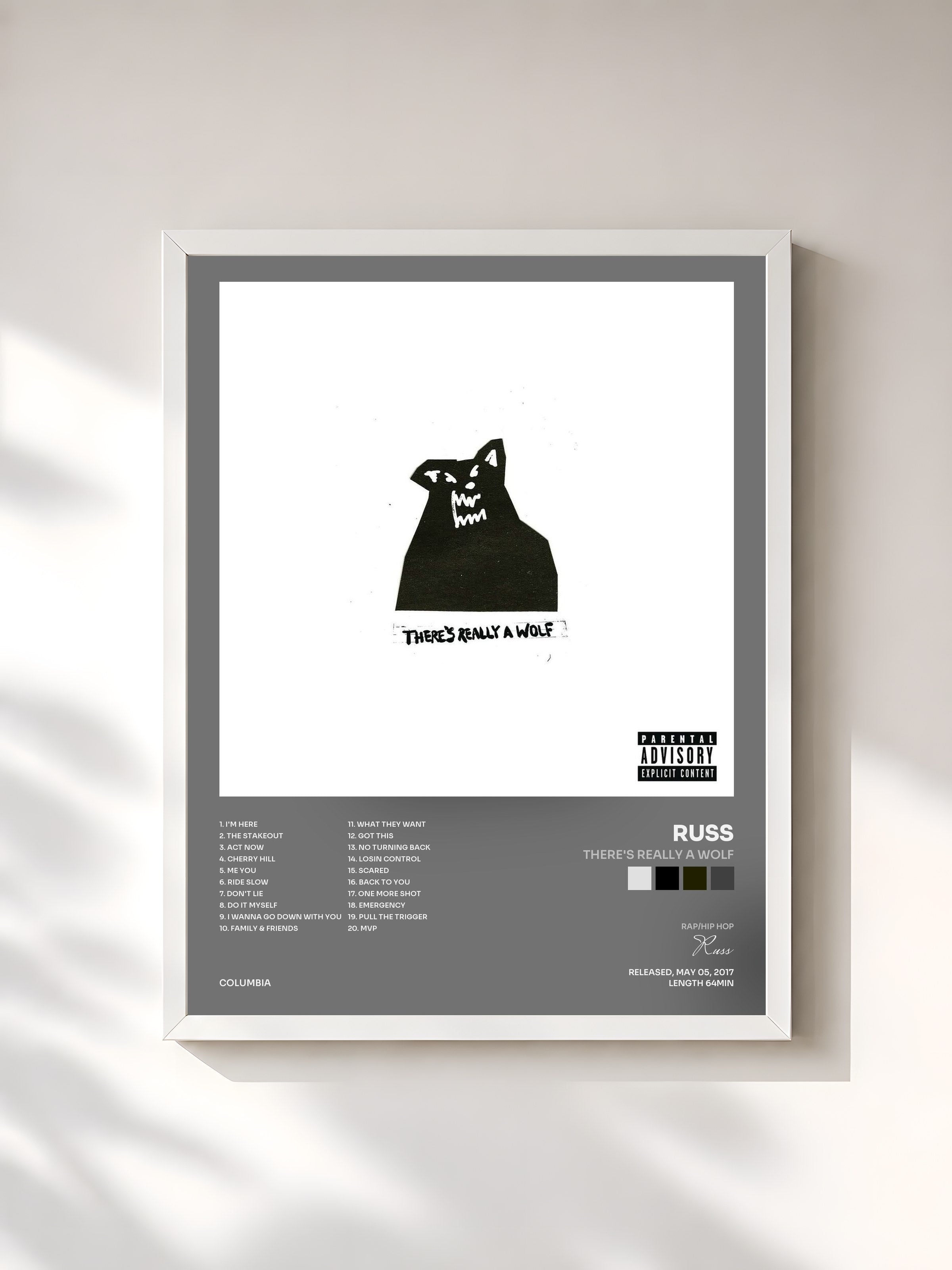 #blanc Tableau de l'album There's Really A Wolf de Russ, cadre blanc, imprimé et encadré en France