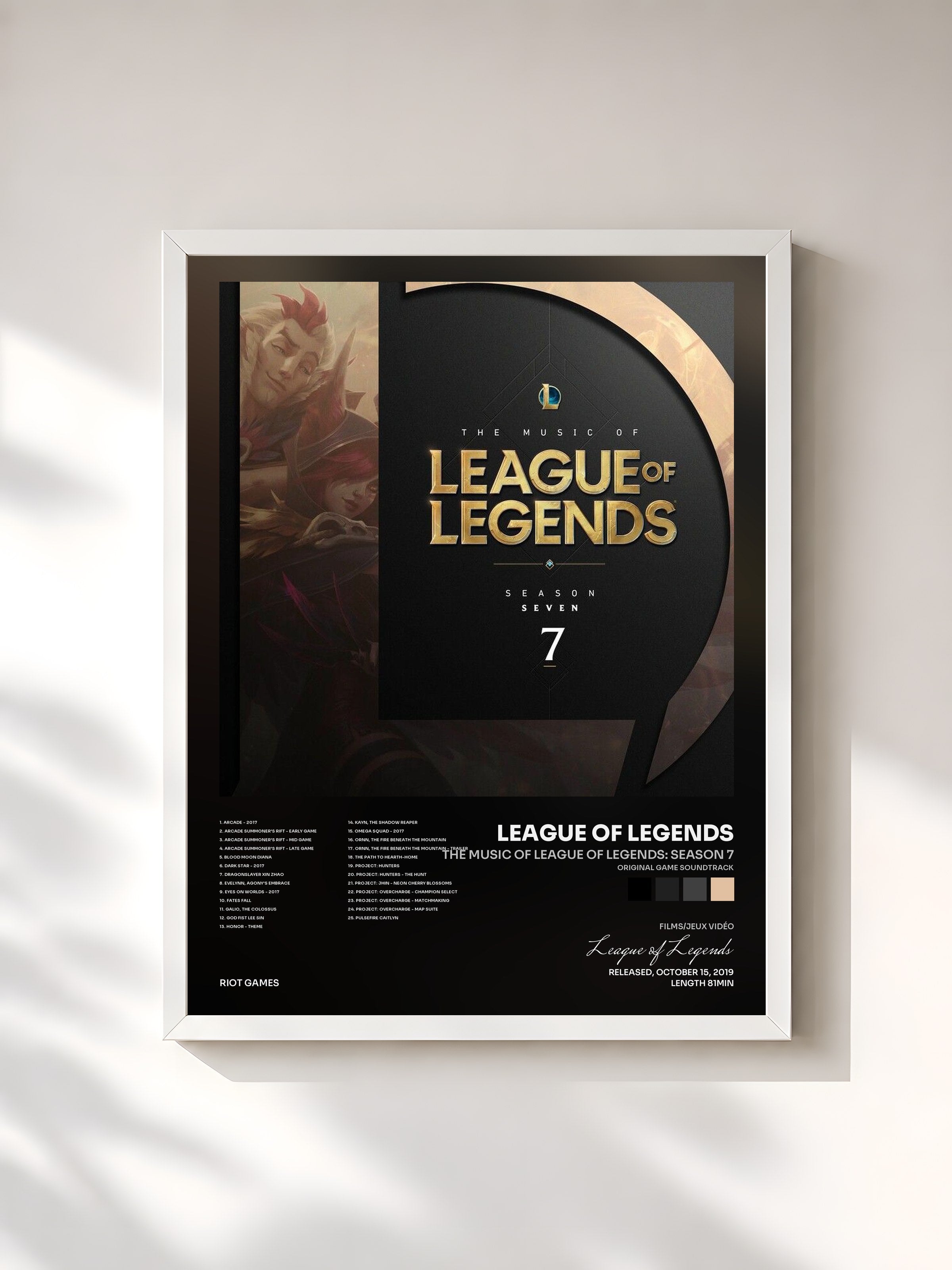#blanc Tableau de l'album The Music of League of Legends: Season 7 (Original Game Soundtrack) de League of Legends, cadre blanc, imprimé et encadré en France