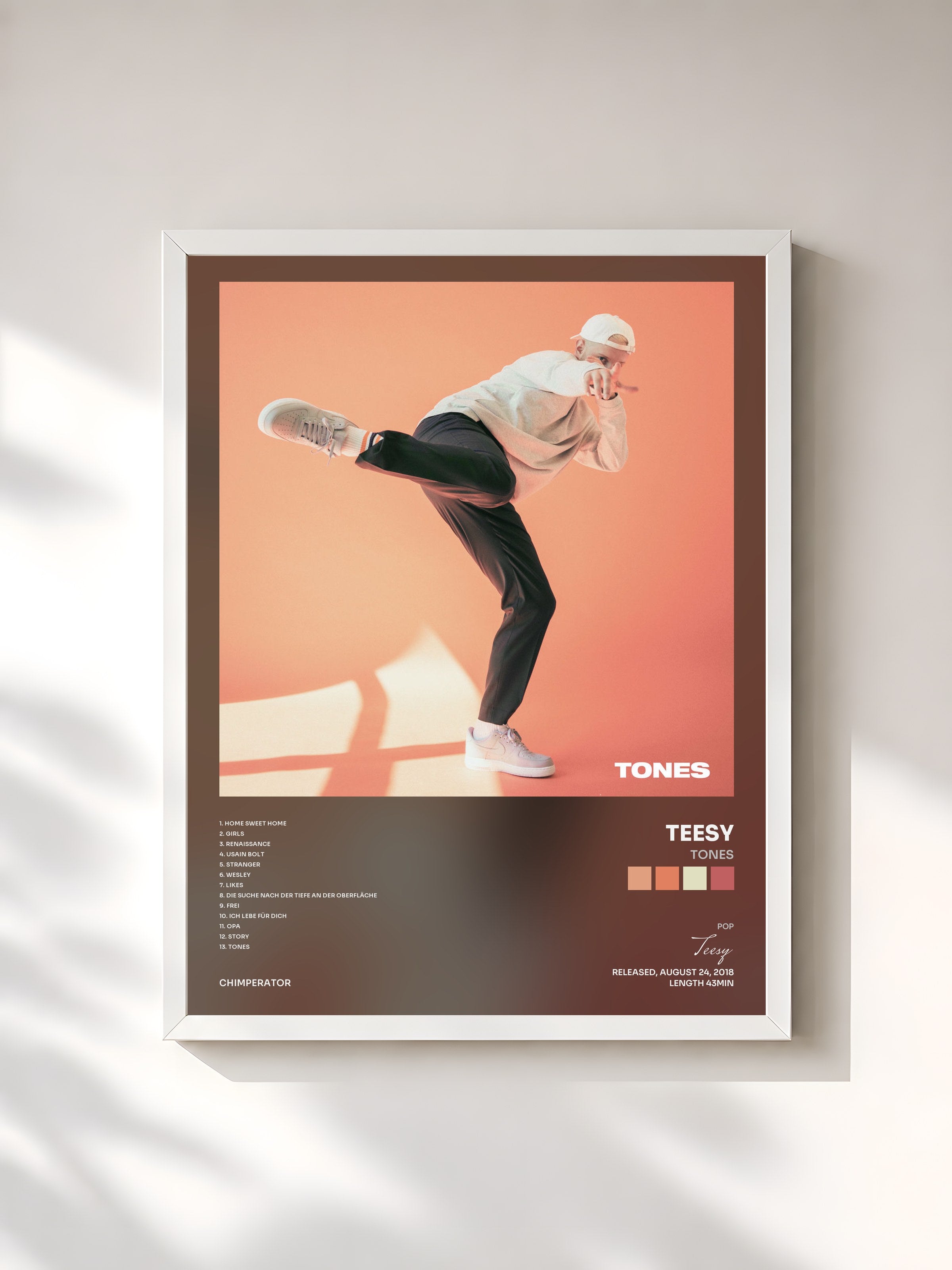 #blanc Tableau de l'album Tones de Teesy, cadre blanc, imprimé et encadré en France