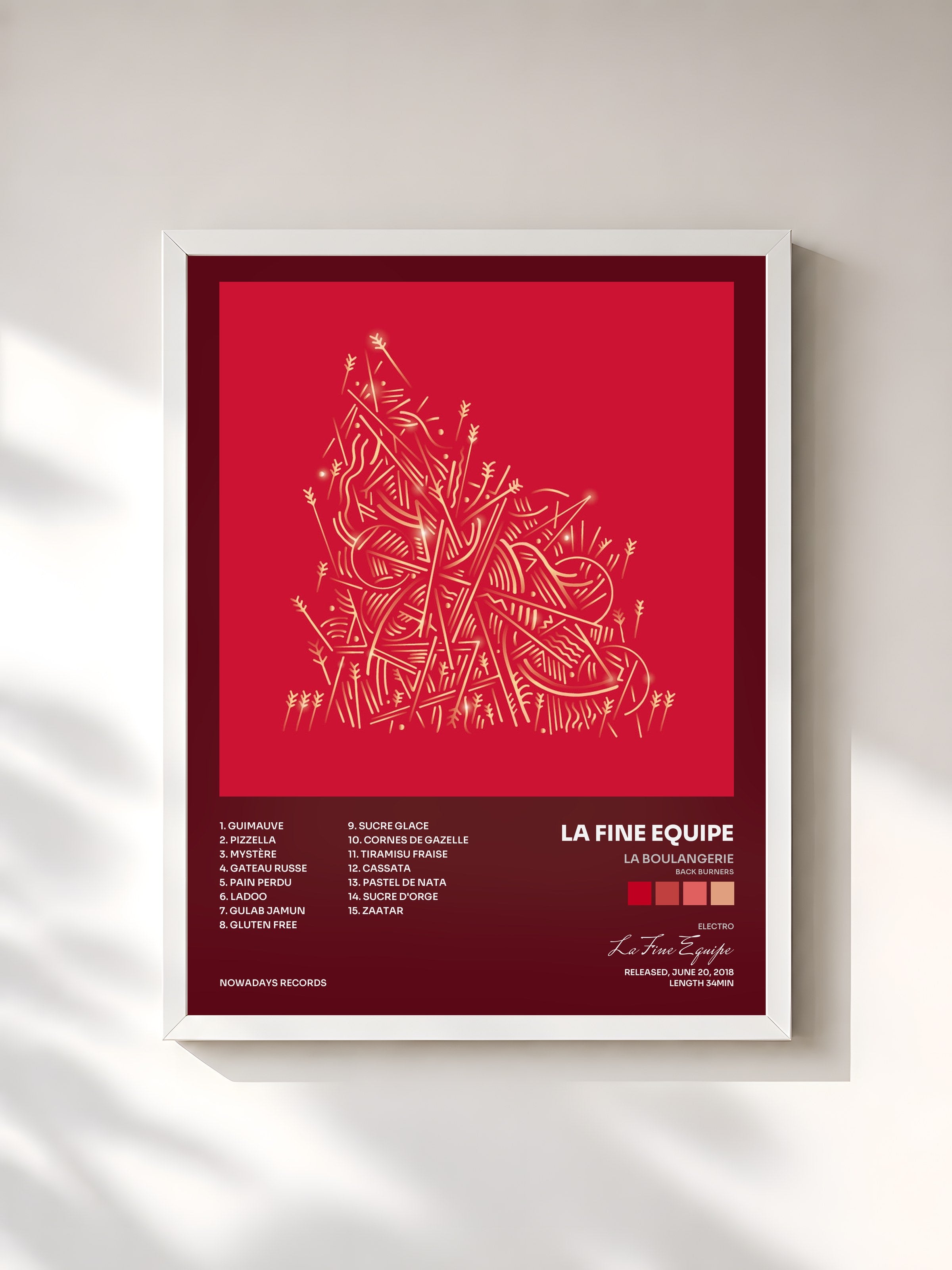 #blanc Tableau de l'album La boulangerie (Back Burners) de La Fine Equipe, cadre blanc, imprimé et encadré en France