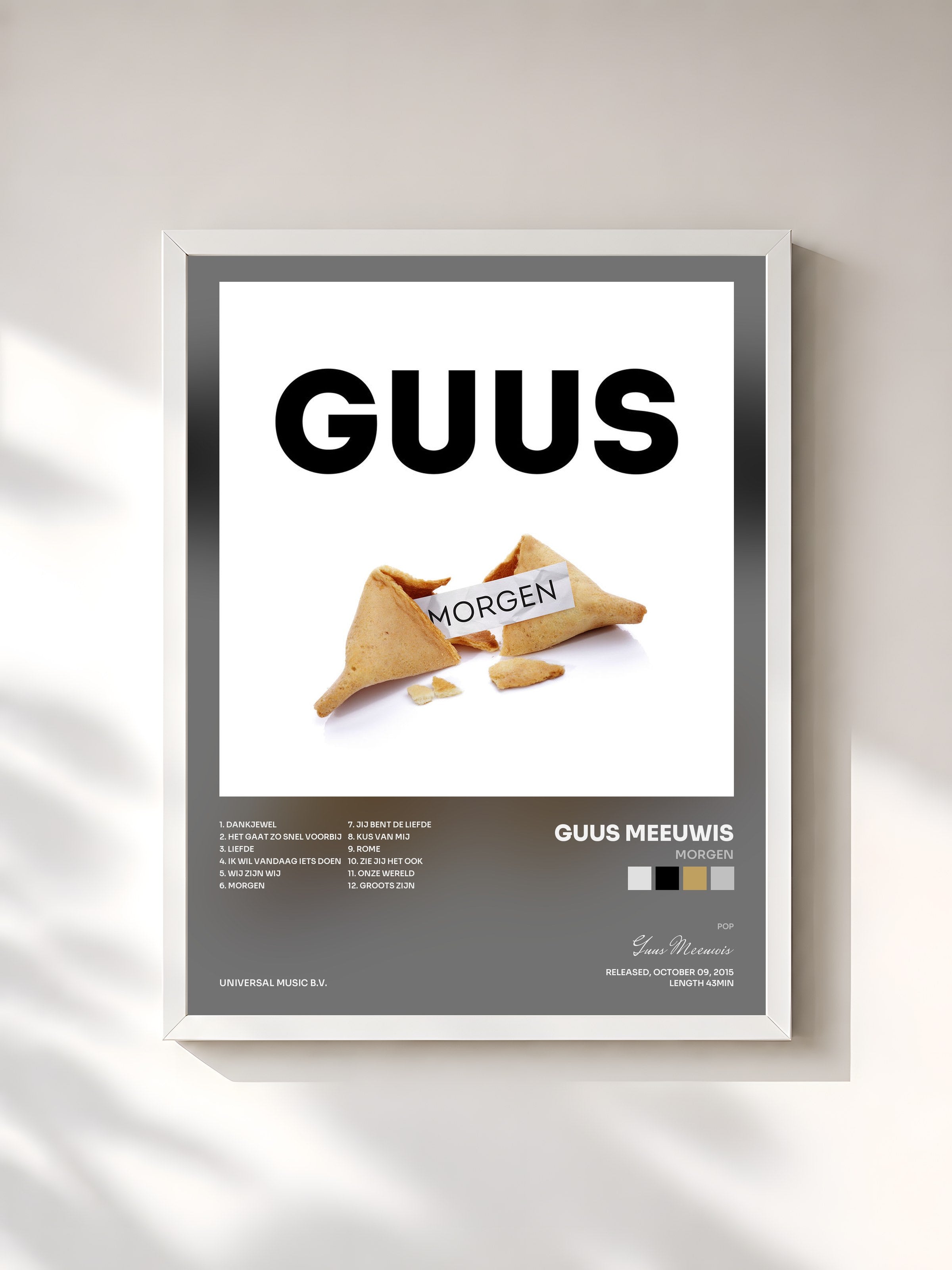 #blanc Tableau de l'album Morgen de Guus Meeuwis, cadre blanc, imprimé et encadré en France