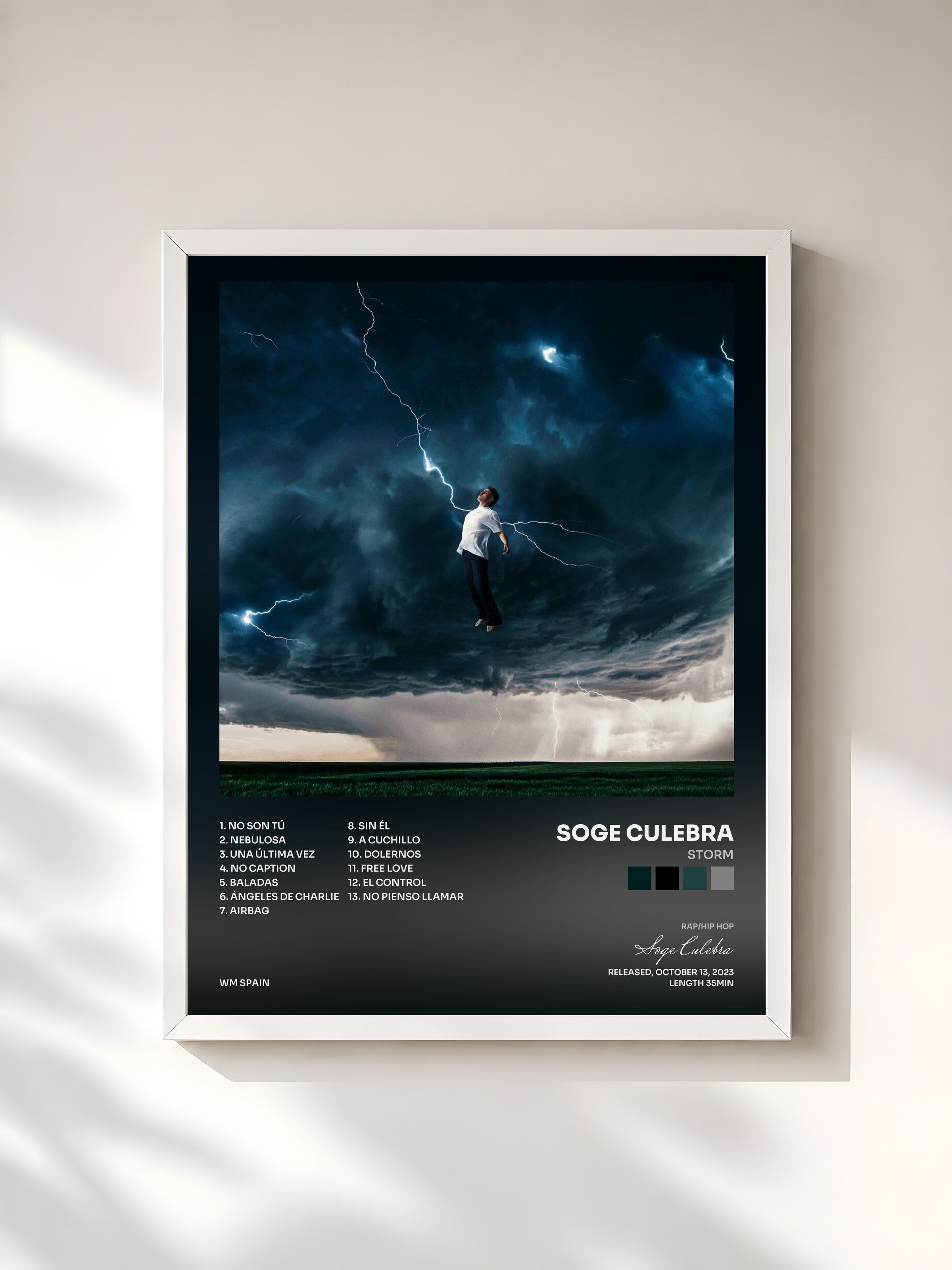 #blanc Tableau de l'album STORM de Soge Culebra, cadre blanc, imprimé et encadré en France