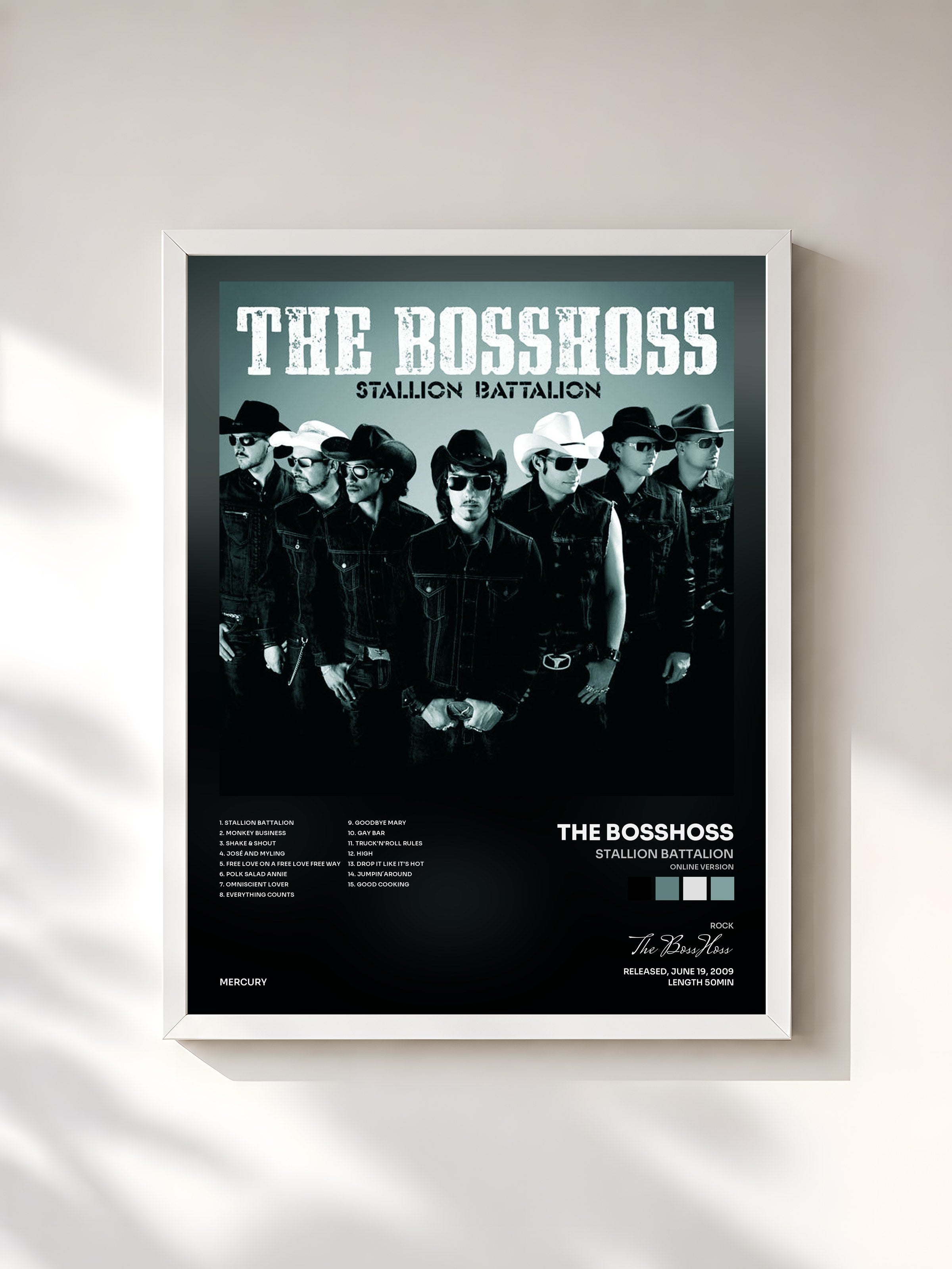 #blanc Tableau de l'album Stallion Battalion (Online Version) de The BossHoss, cadre blanc, imprimé et encadré en France