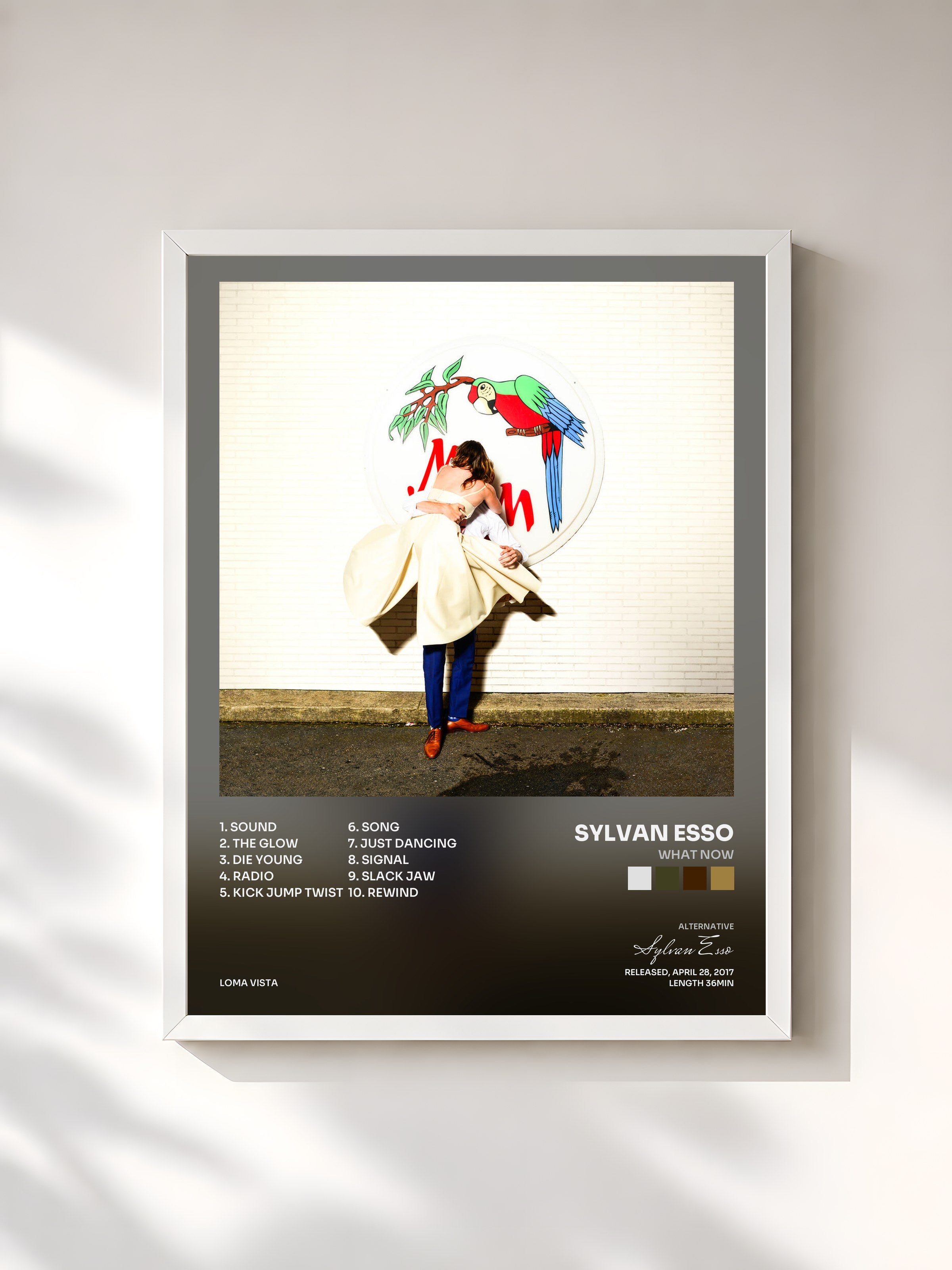 #blanc Tableau de l'album What Now de Sylvan Esso, cadre blanc, imprimé et encadré en France