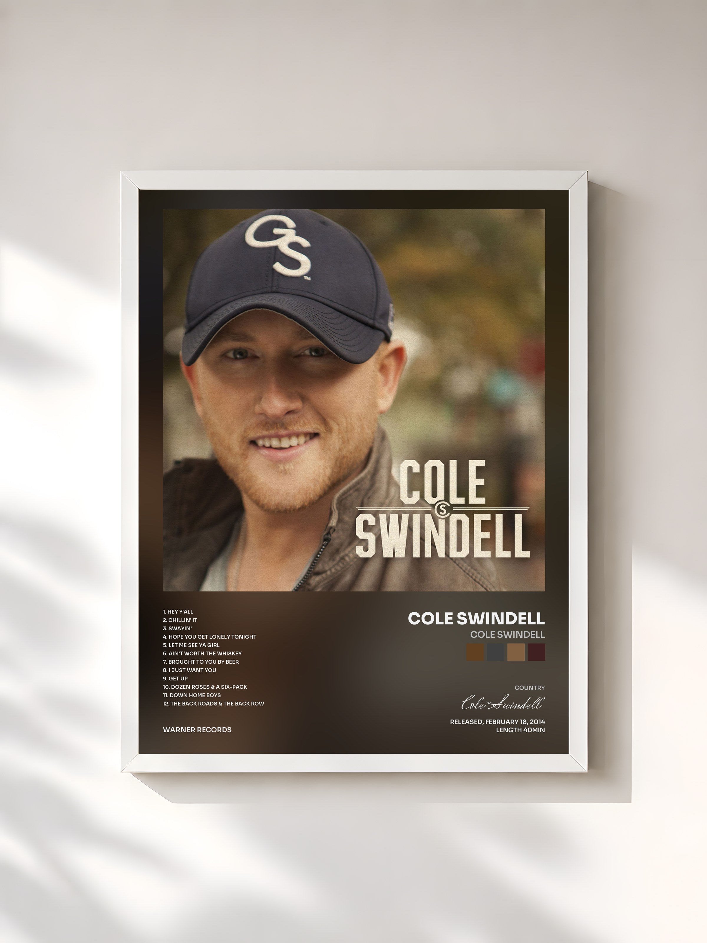 #blanc Tableau de l'album Cole Swindell de Cole Swindell, cadre blanc, imprimé et encadré en France