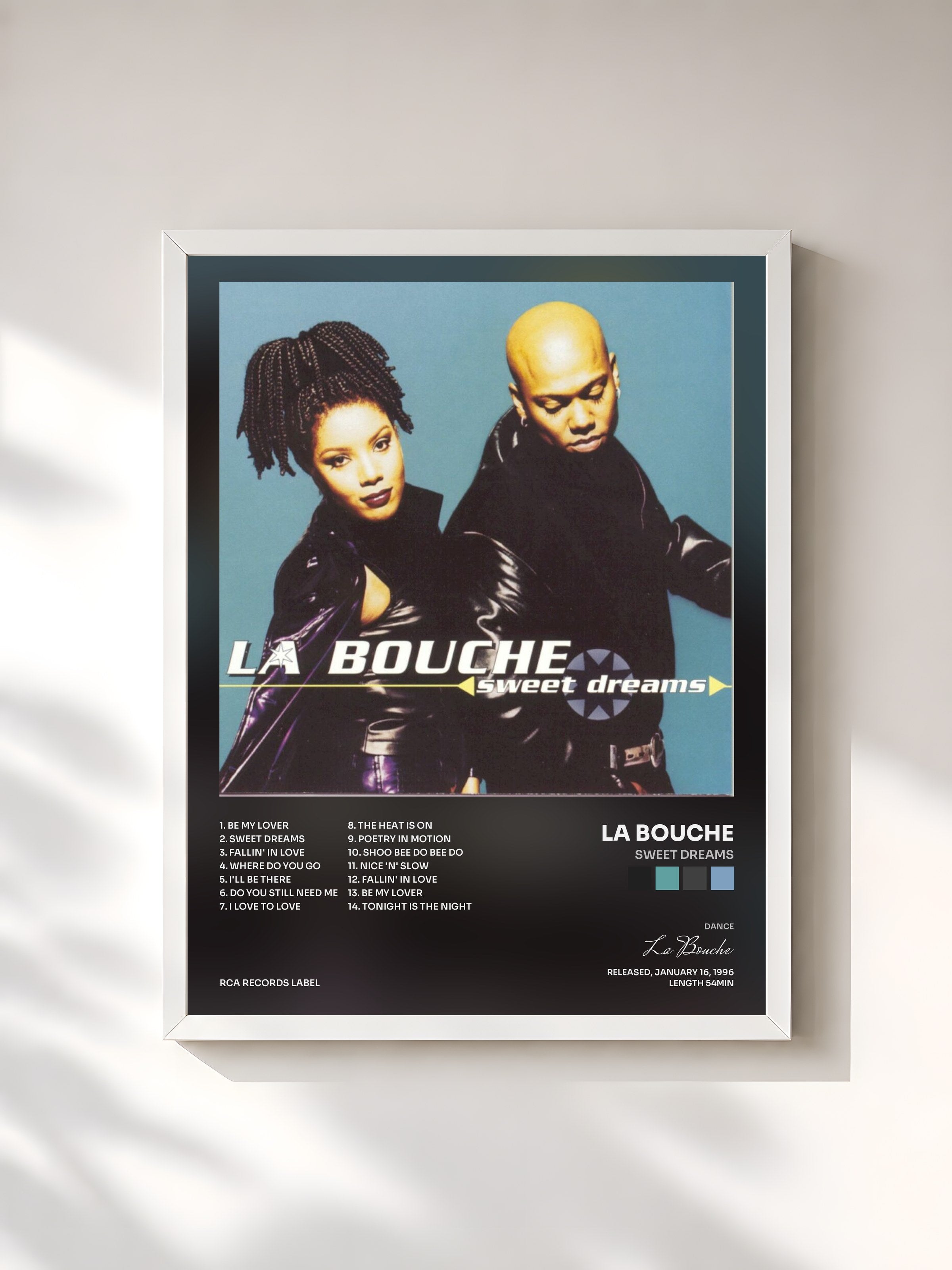 #blanc Tableau de l'album Sweet Dreams de La Bouche, cadre blanc, imprimé et encadré en France