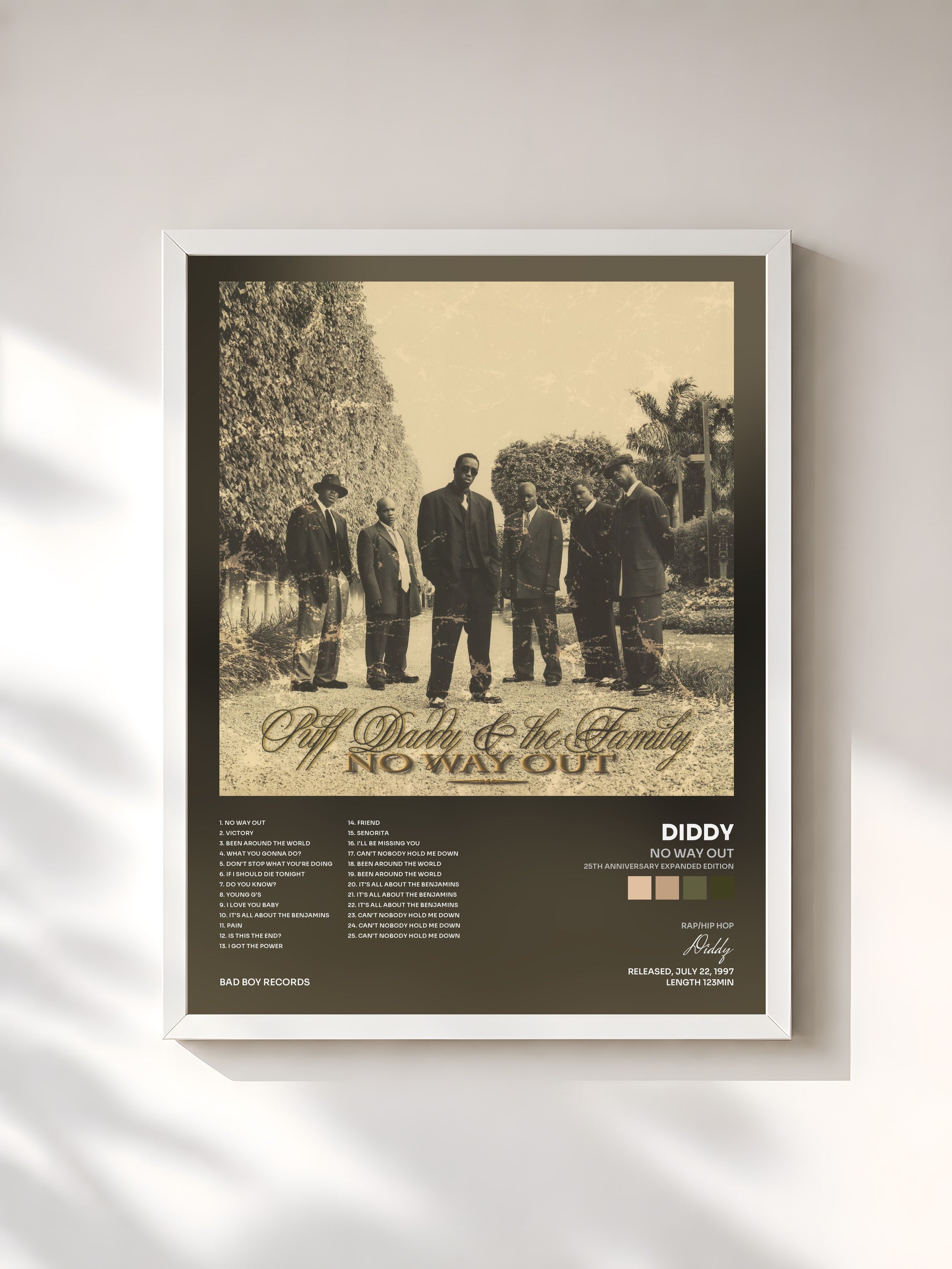 #blanc Tableau de l'album No Way Out (25th Anniversary Expanded Edition) de Diddy, cadre blanc, imprimé et encadré en France