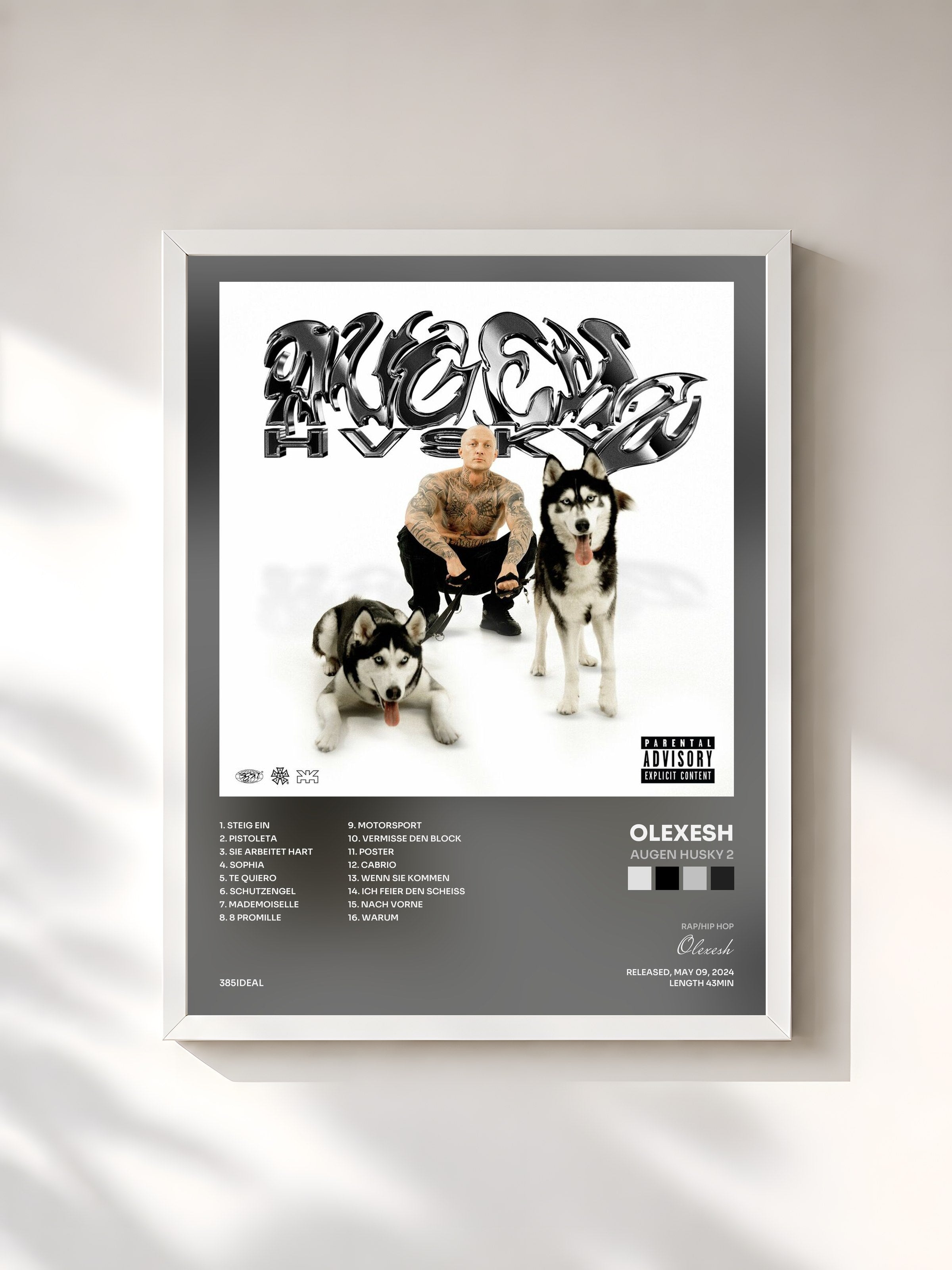 #blanc Tableau de l'album Augen Husky 2 de Olexesh, cadre blanc, imprimé et encadré en France