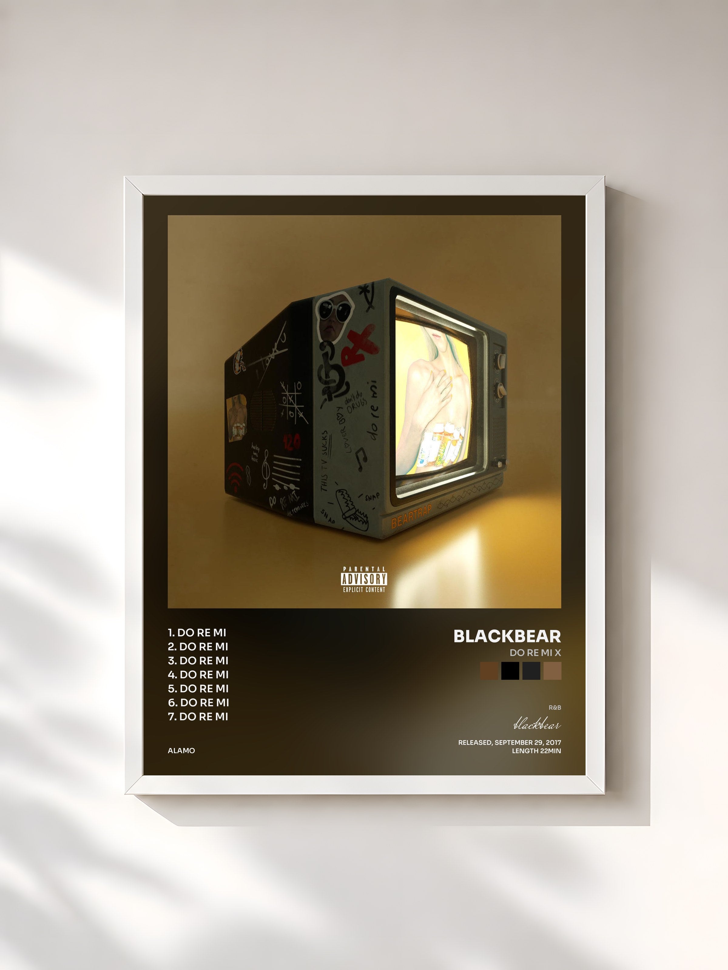 #blanc Tableau de l'album do re mi X de blackbear, cadre blanc, imprimé et encadré en France