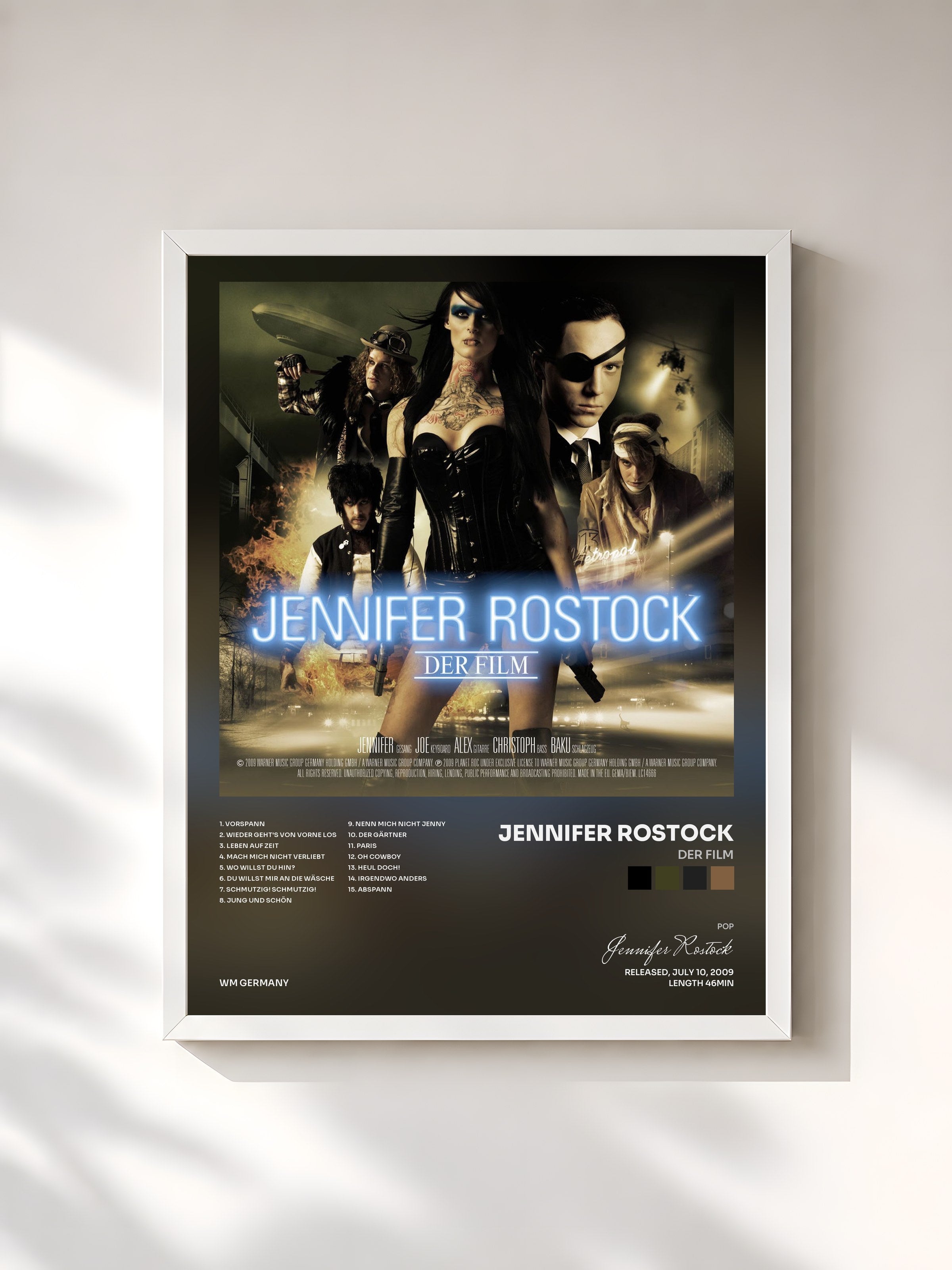 #blanc Tableau de l'album Der Film de Jennifer Rostock, cadre blanc, imprimé et encadré en France