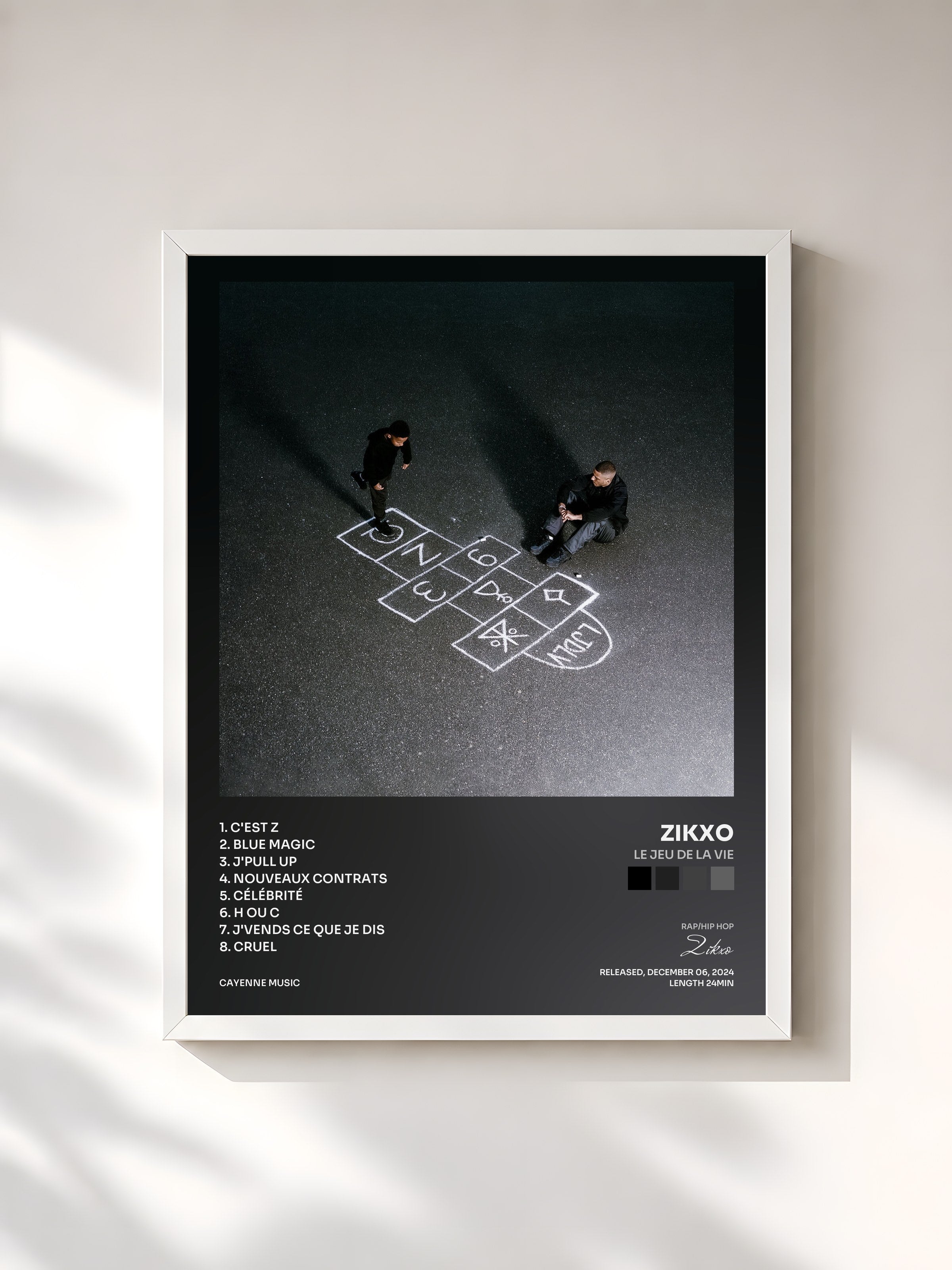 #blanc Tableau de l'album Le Jeu De La Vie de Zikxo, cadre blanc, imprimé et encadré en France