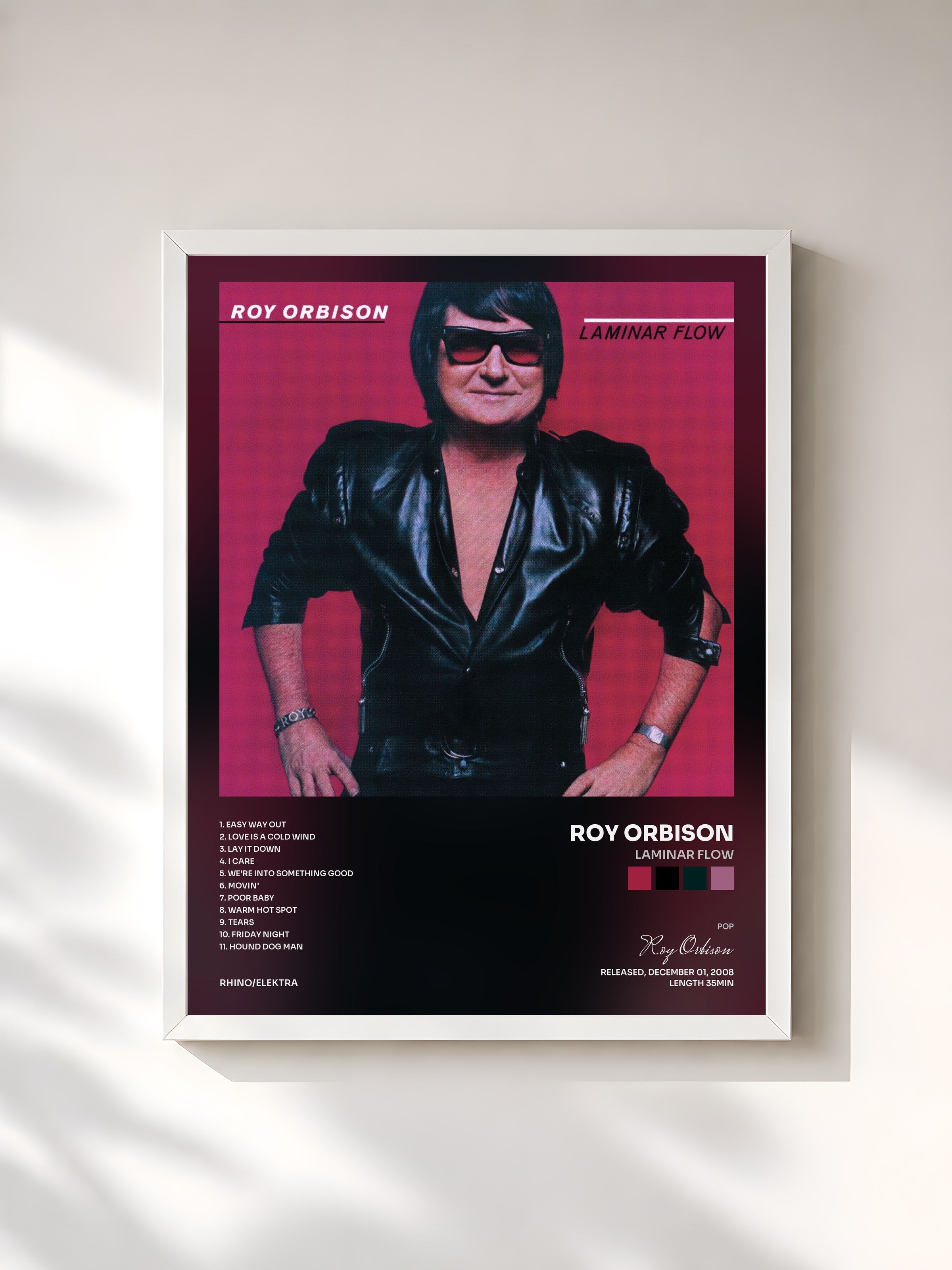 #blanc Tableau de l'album Laminar Flow de Roy Orbison, cadre blanc, imprimé et encadré en France