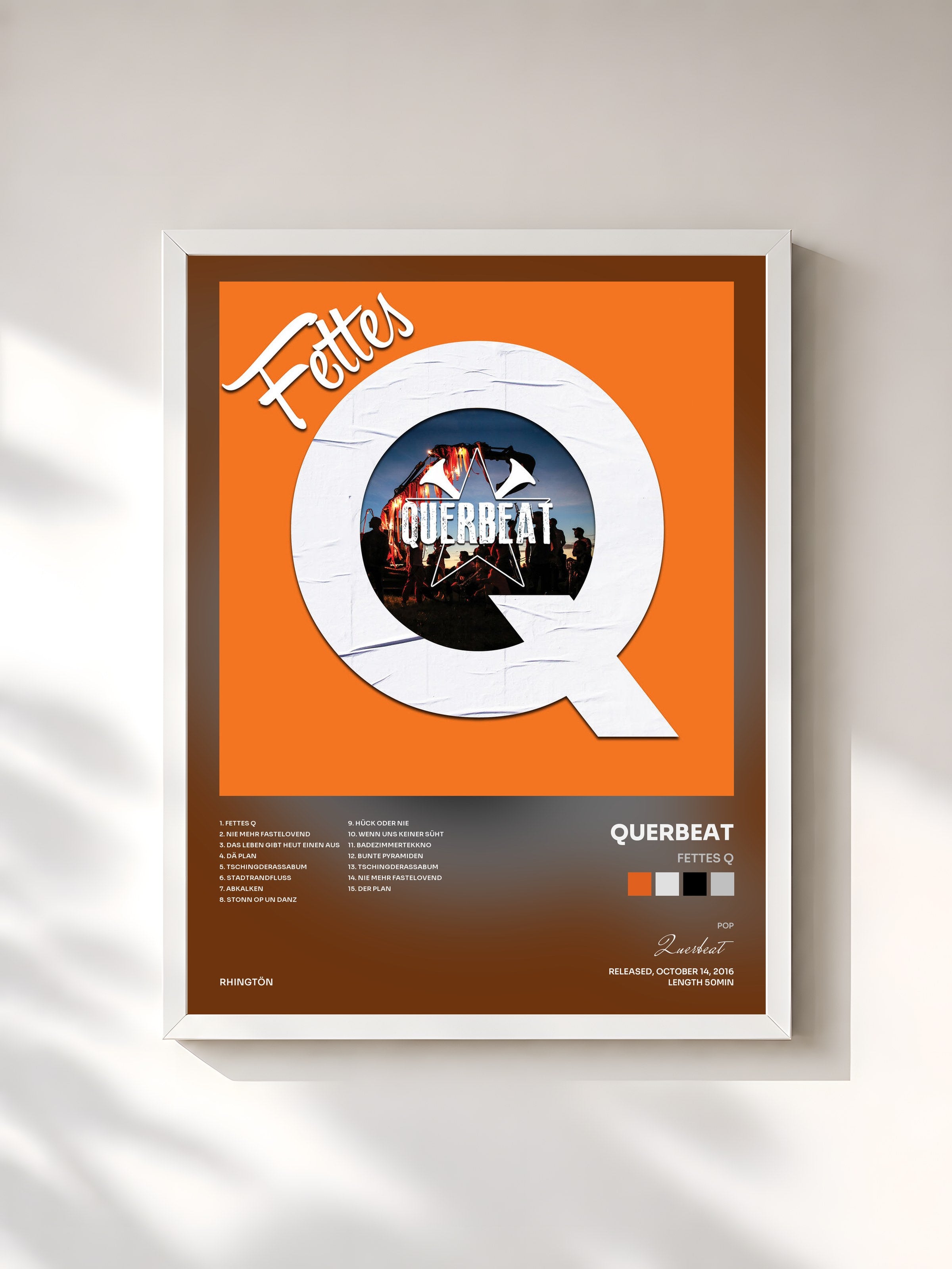 #blanc Tableau de l'album Fettes Q de Querbeat, cadre blanc, imprimé et encadré en France
