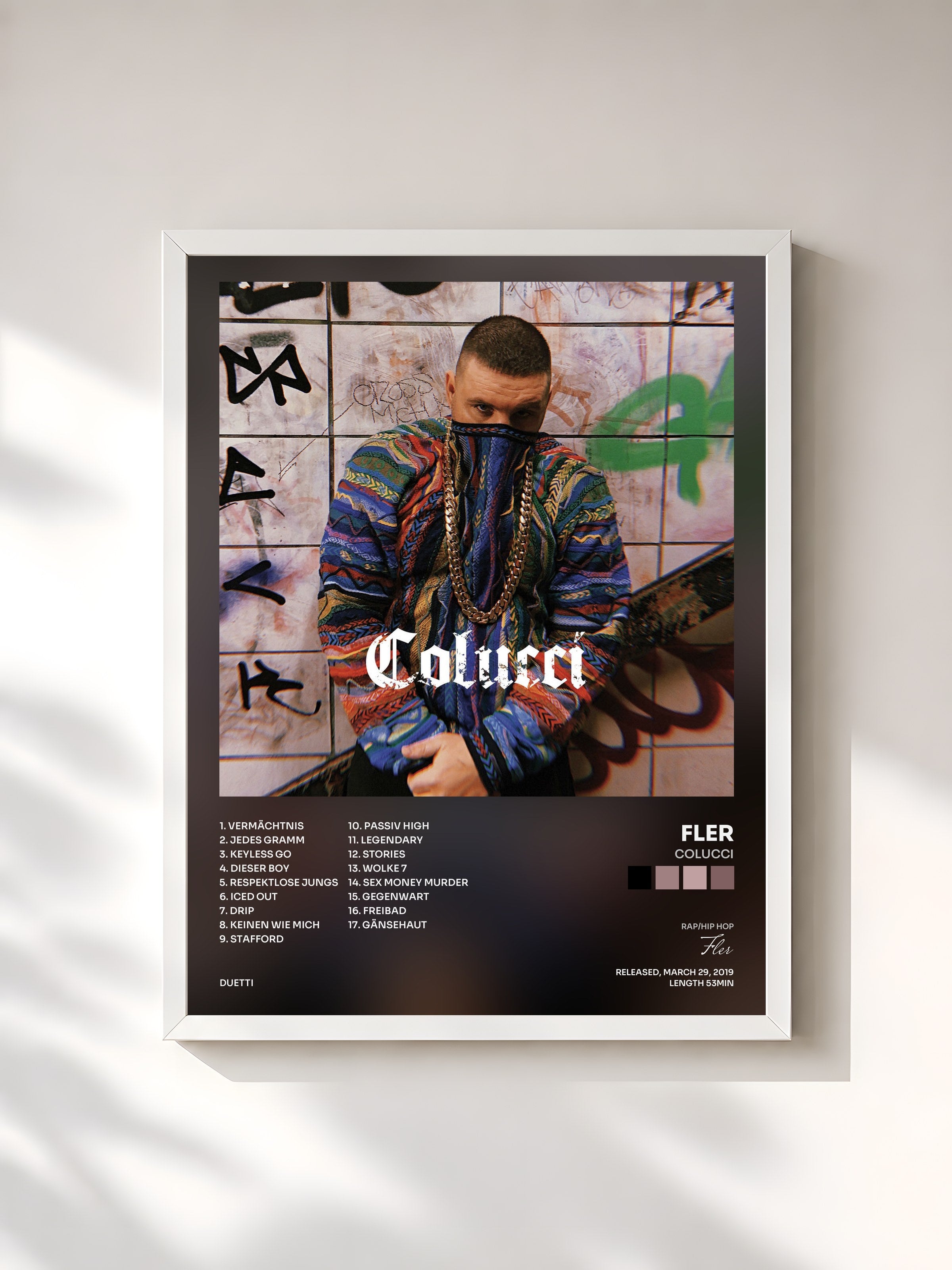 #blanc Tableau de l'album Colucci de Fler, cadre blanc, imprimé et encadré en France