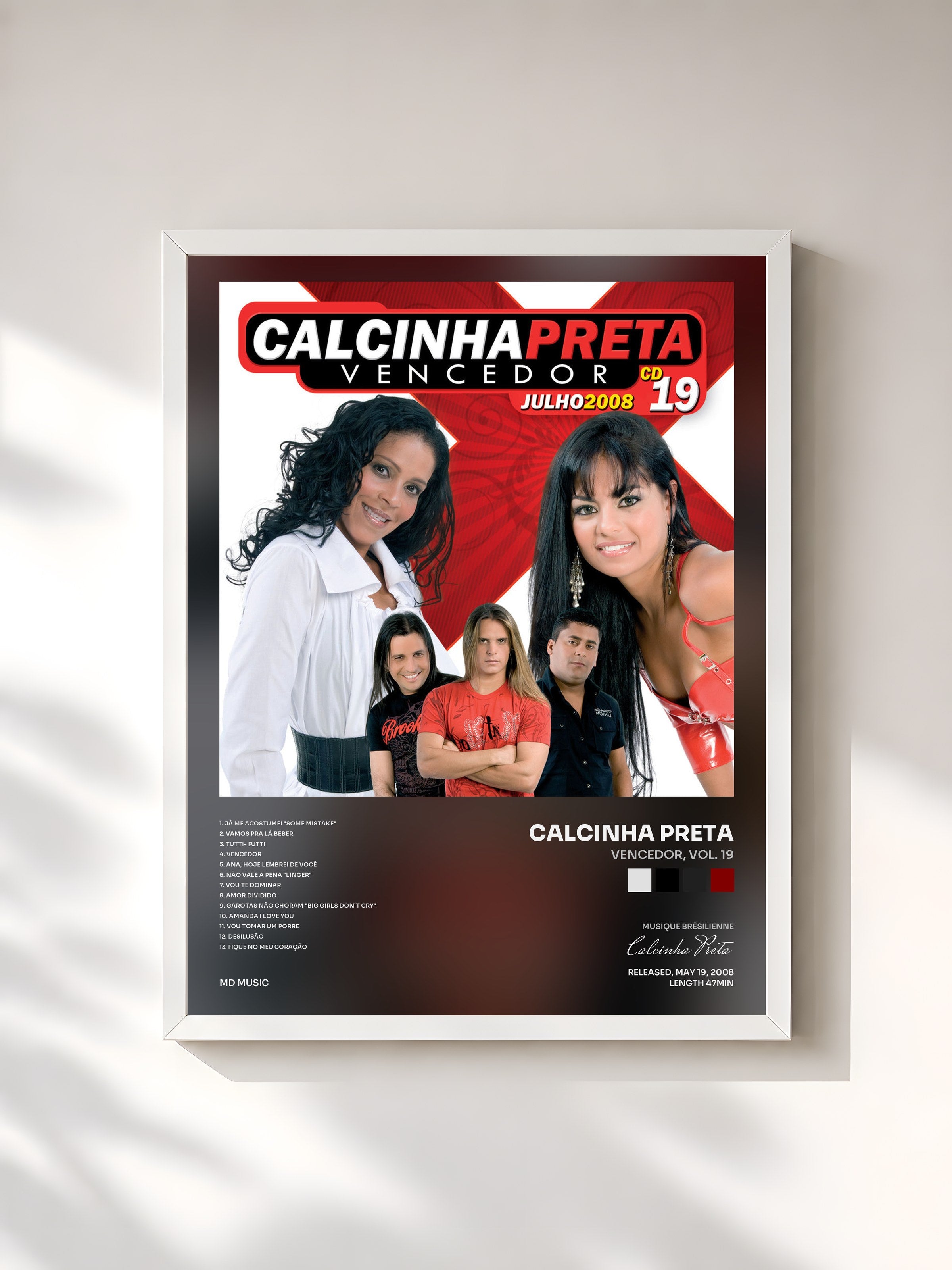 #blanc Tableau de l'album Vencedor, Vol. 19 de Calcinha Preta, cadre blanc, imprimé et encadré en France
