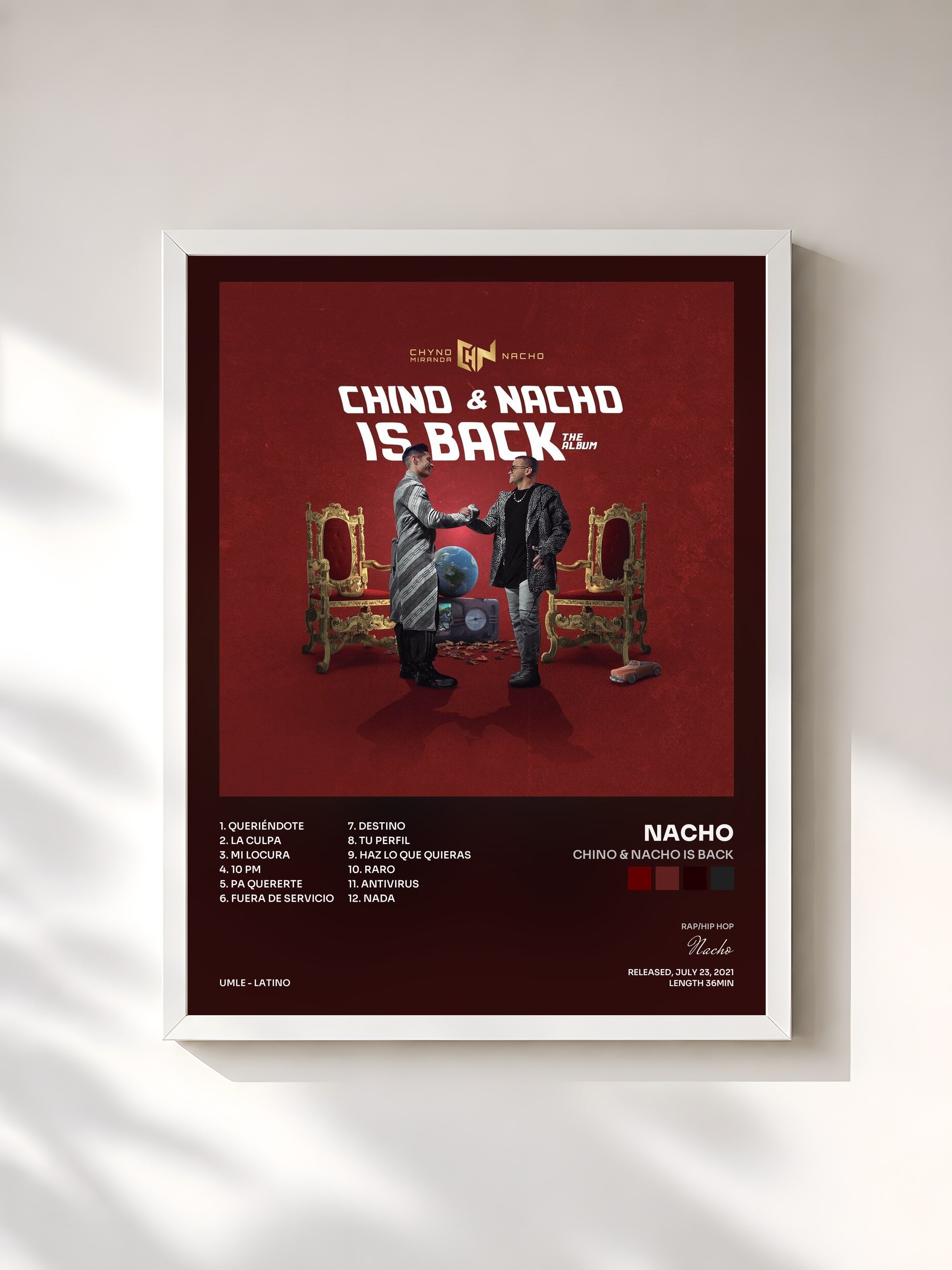 #blanc Tableau de l'album Chino & Nacho Is Back de Nacho, cadre blanc, imprimé et encadré en France