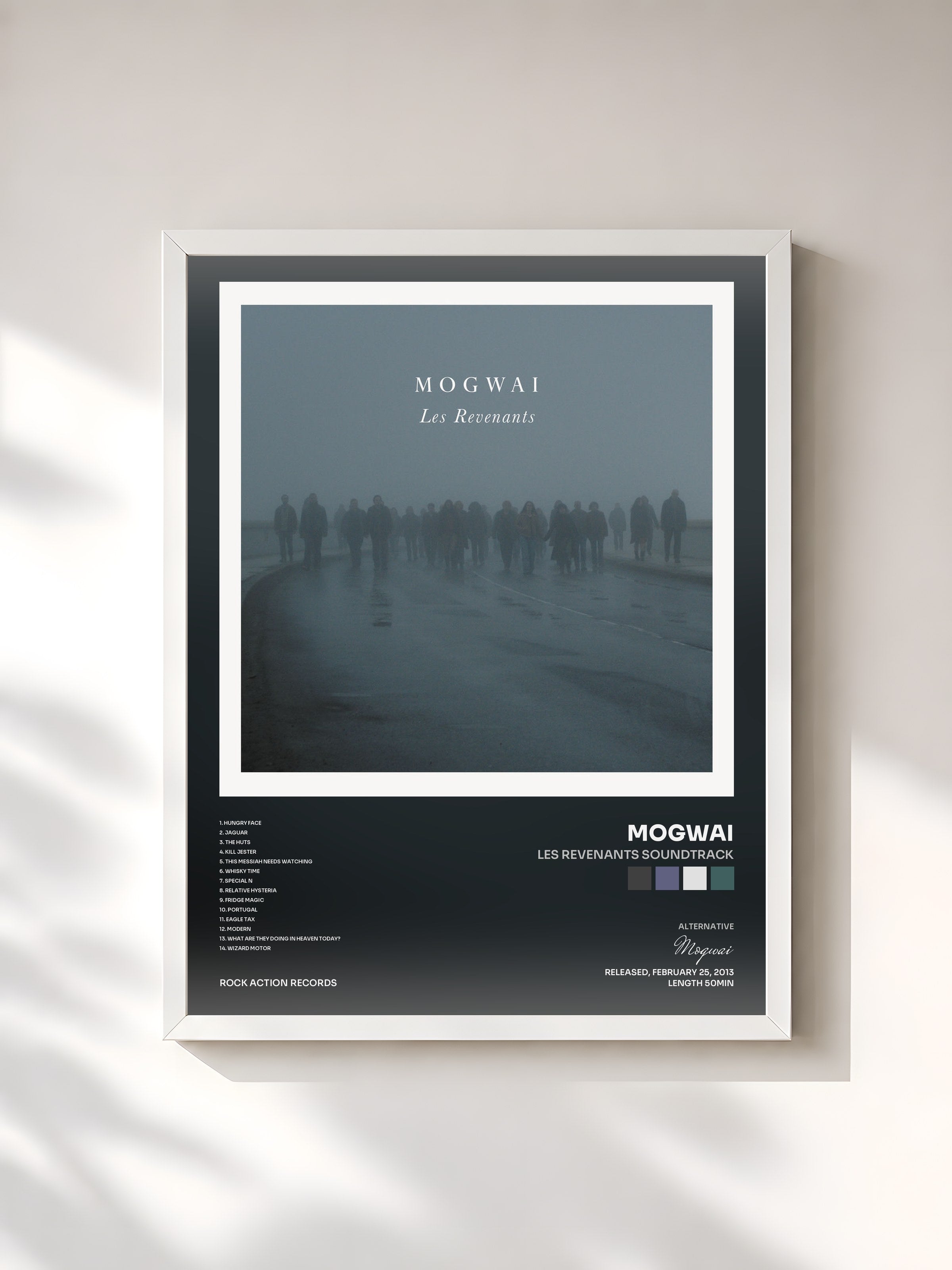 #blanc Tableau de l'album Les Revenants Soundtrack de Mogwai, cadre blanc, imprimé et encadré en France