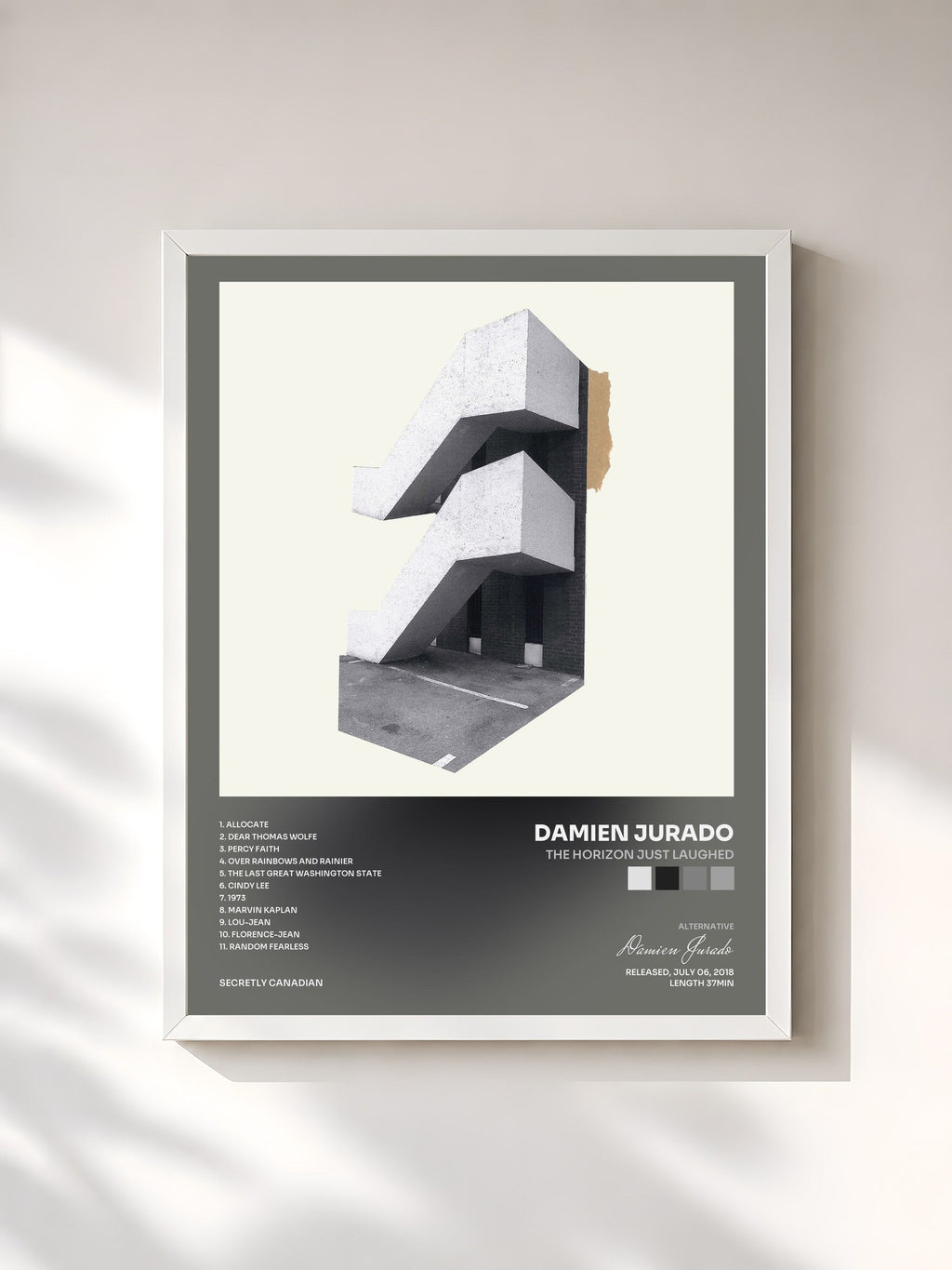 #blanc The Horizon Just Laughed von Damien Jurado als gerahmter Kunstdruck, weißer Rahmen, gedruckt und gerahmt in Frankreich