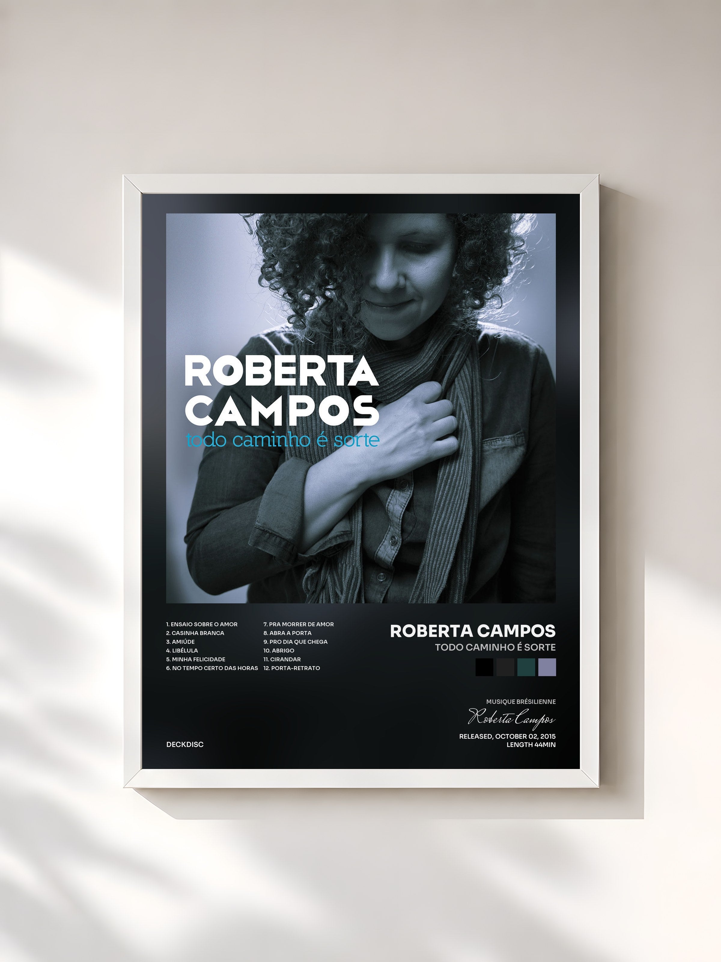 #blanc Tableau de l'album Todo Caminho É Sorte de Roberta Campos, cadre blanc, imprimé et encadré en France