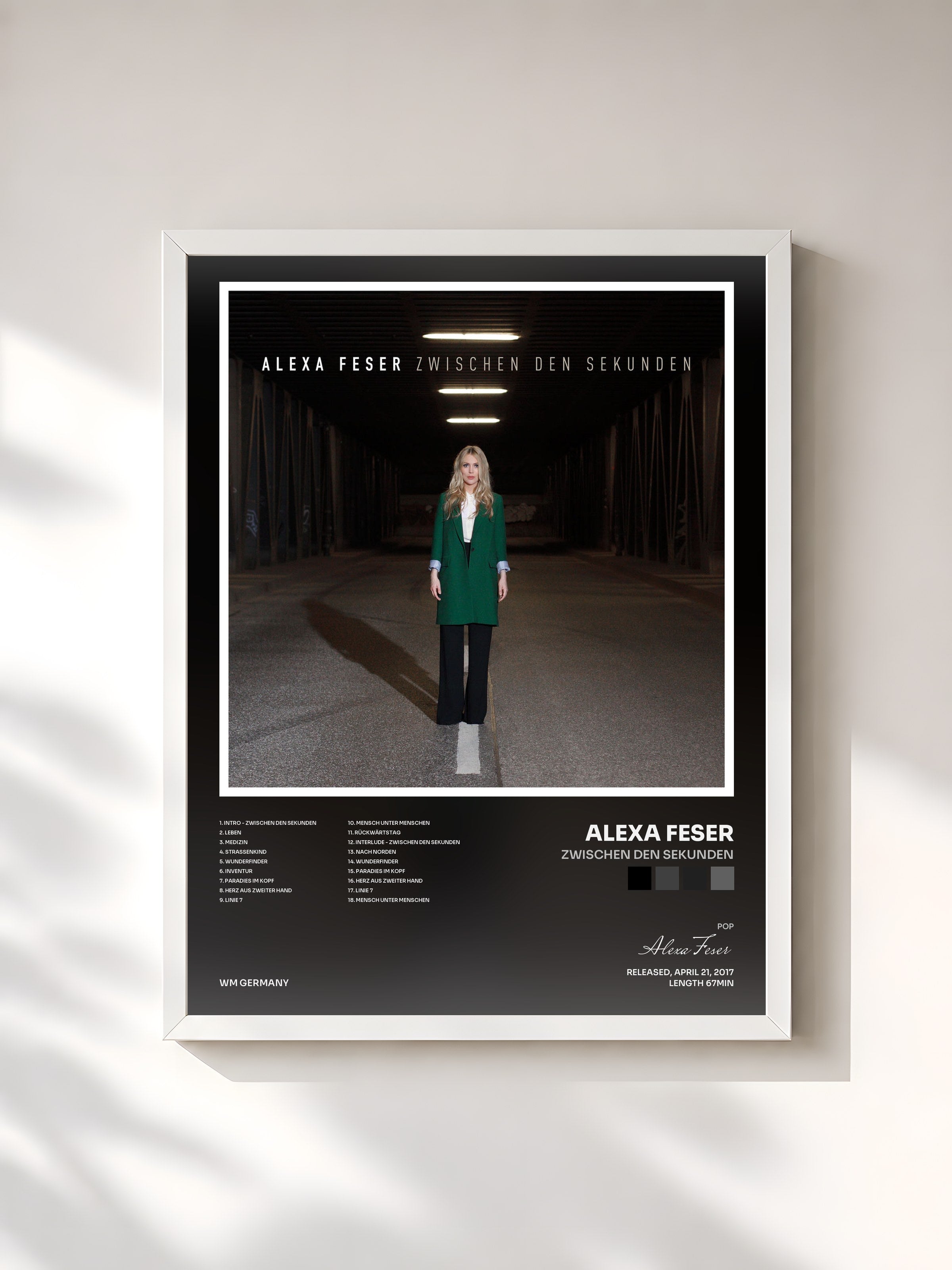 #blanc Tableau de l'album Zwischen den Sekunden de Alexa Feser, cadre blanc, imprimé et encadré en France