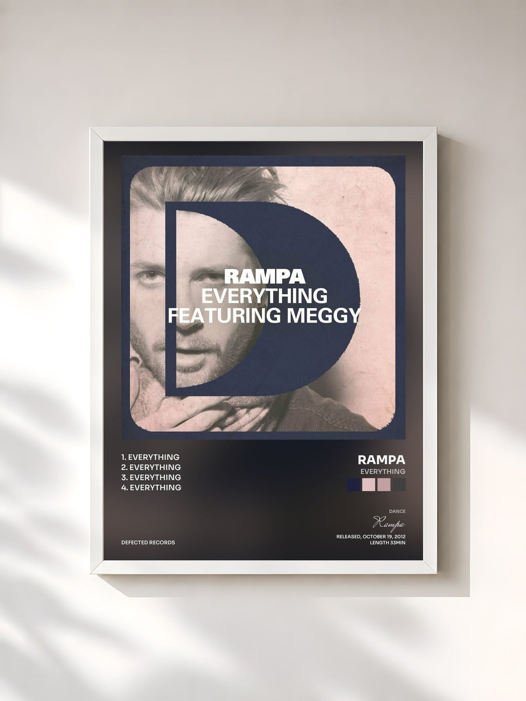 #blanc Tableau de l'album Everything de Rampa, cadre blanc, imprimé et encadré en France