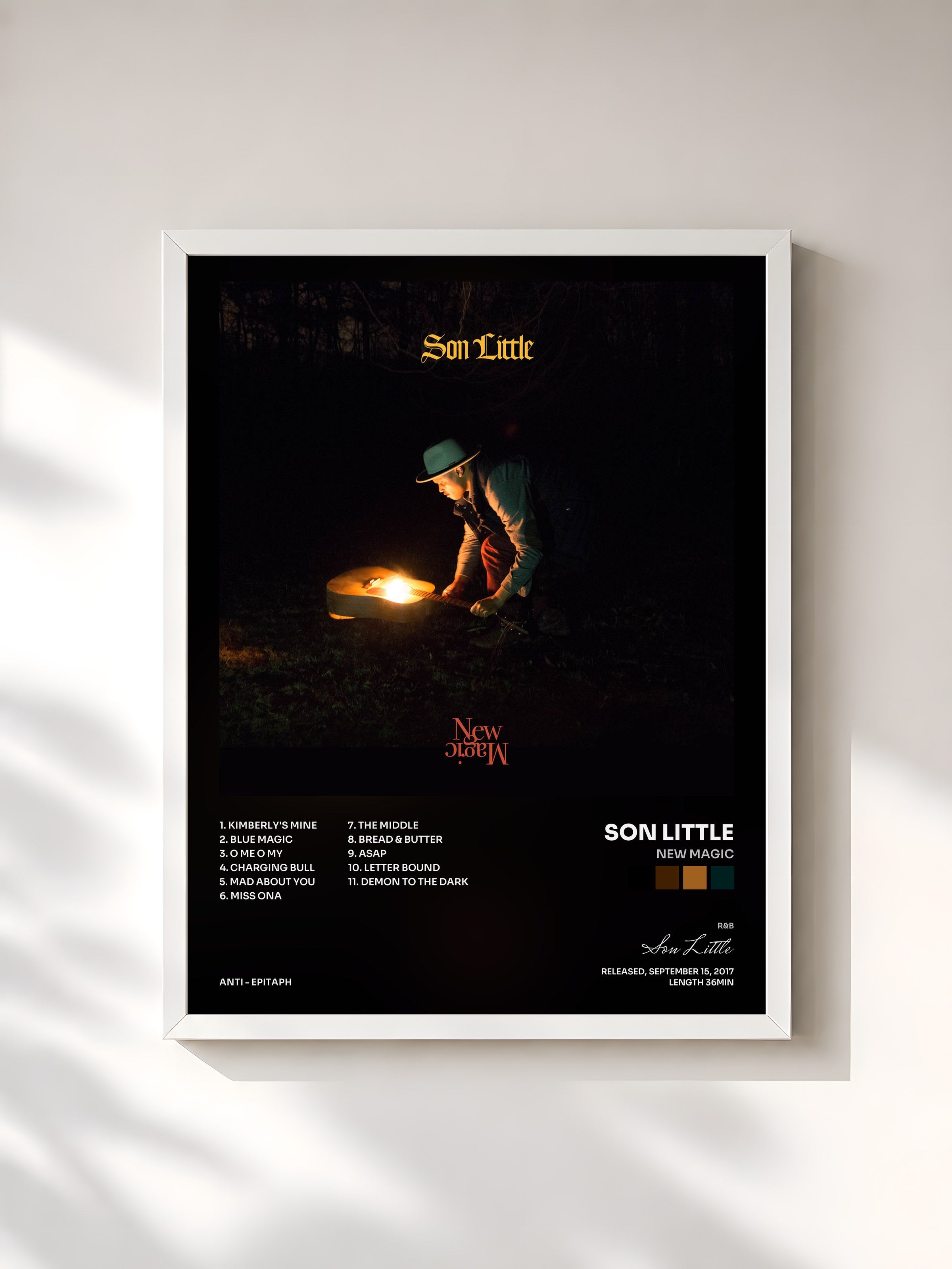 #blanc Tableau de l'album New Magic de Son Little, cadre blanc, imprimé et encadré en France