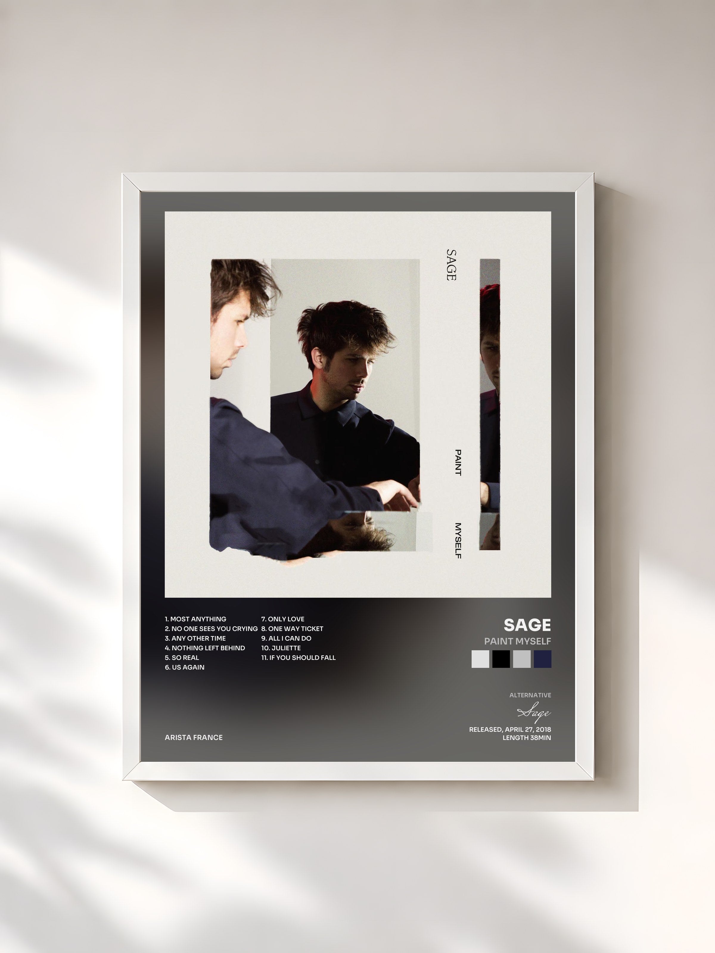 #blanc Tableau de l'album Paint Myself de Sage, cadre blanc, imprimé et encadré en France