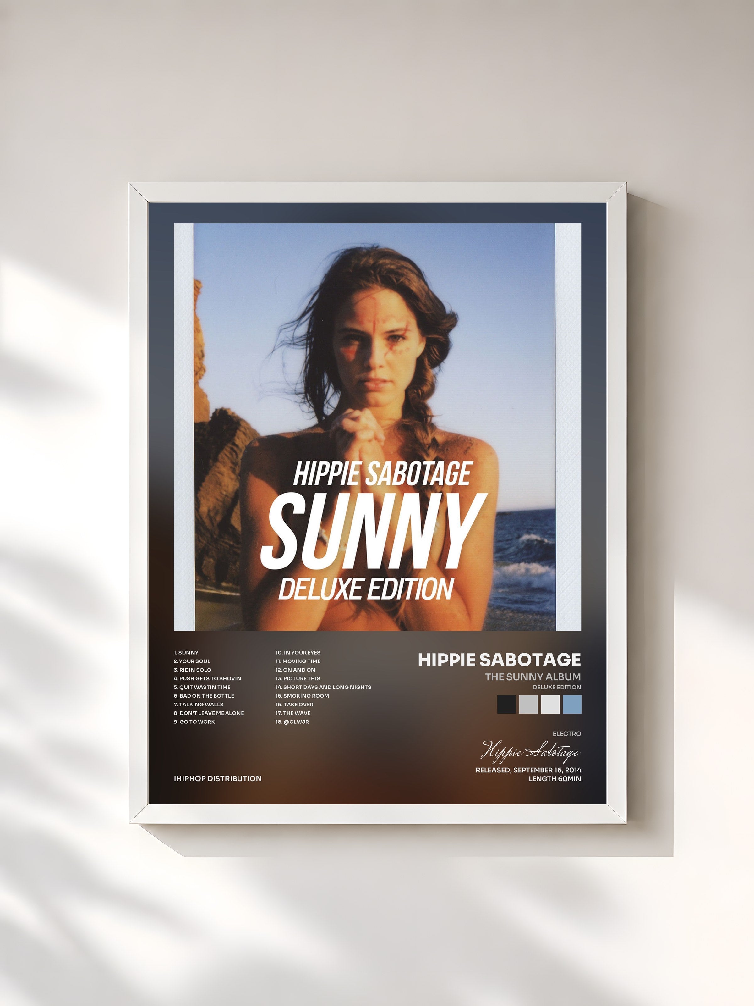 #blanc Tableau de l'album The Sunny Album (Deluxe Edition) de Hippie Sabotage, cadre blanc, imprimé et encadré en France