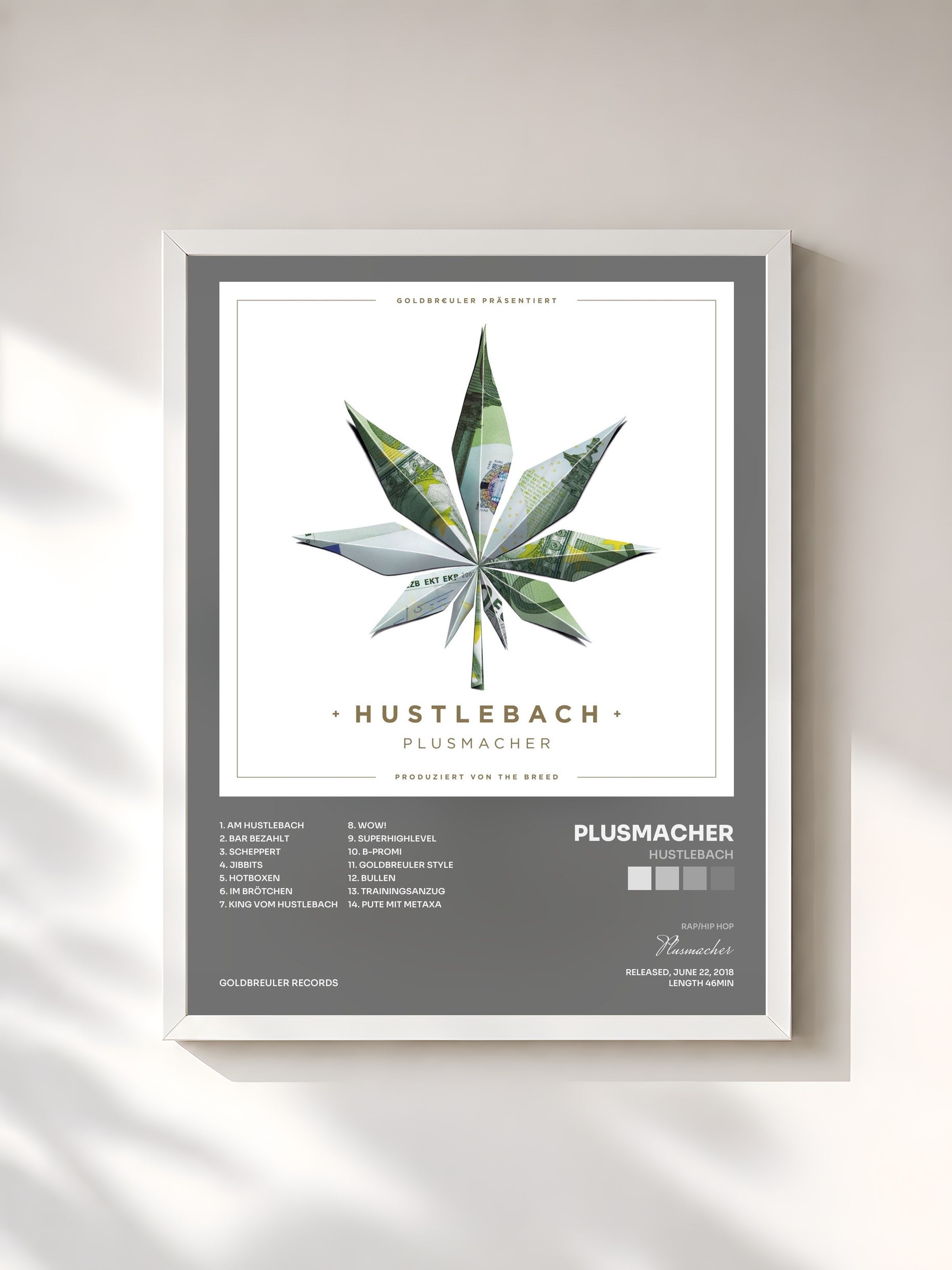 #blanc Tableau de l'album Hustlebach de Plusmacher, cadre blanc, imprimé et encadré en France