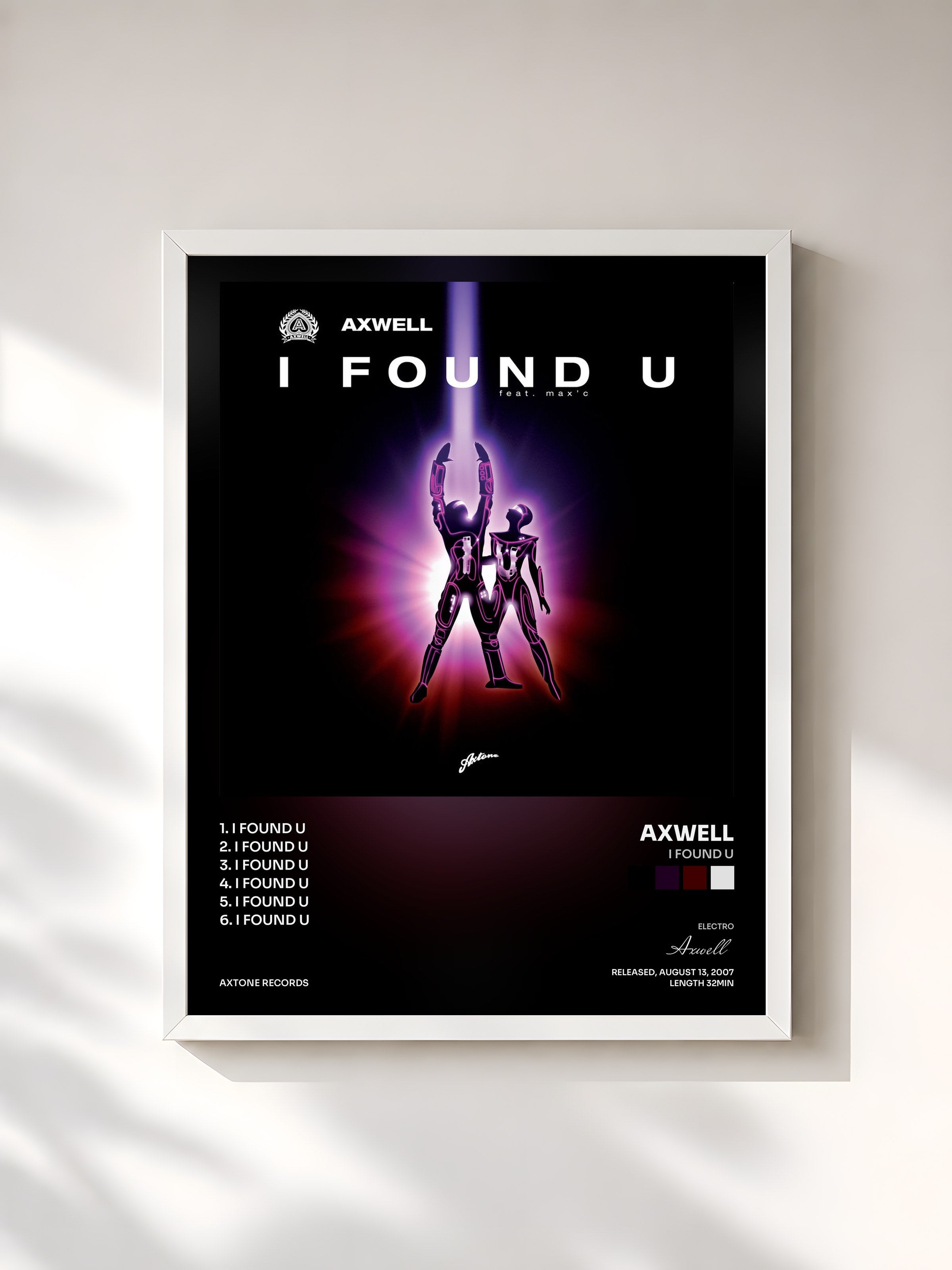 #blanc Tableau de l'album I Found U de Axwell, cadre blanc, imprimé et encadré en France