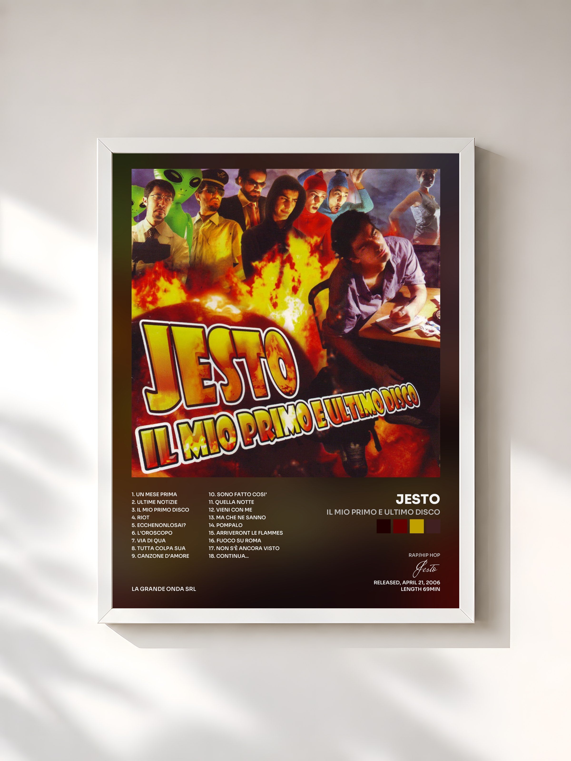 #blanc Tableau de l'album Il Mio Primo E Ultimo Disco de Jesto, cadre blanc, imprimé et encadré en France