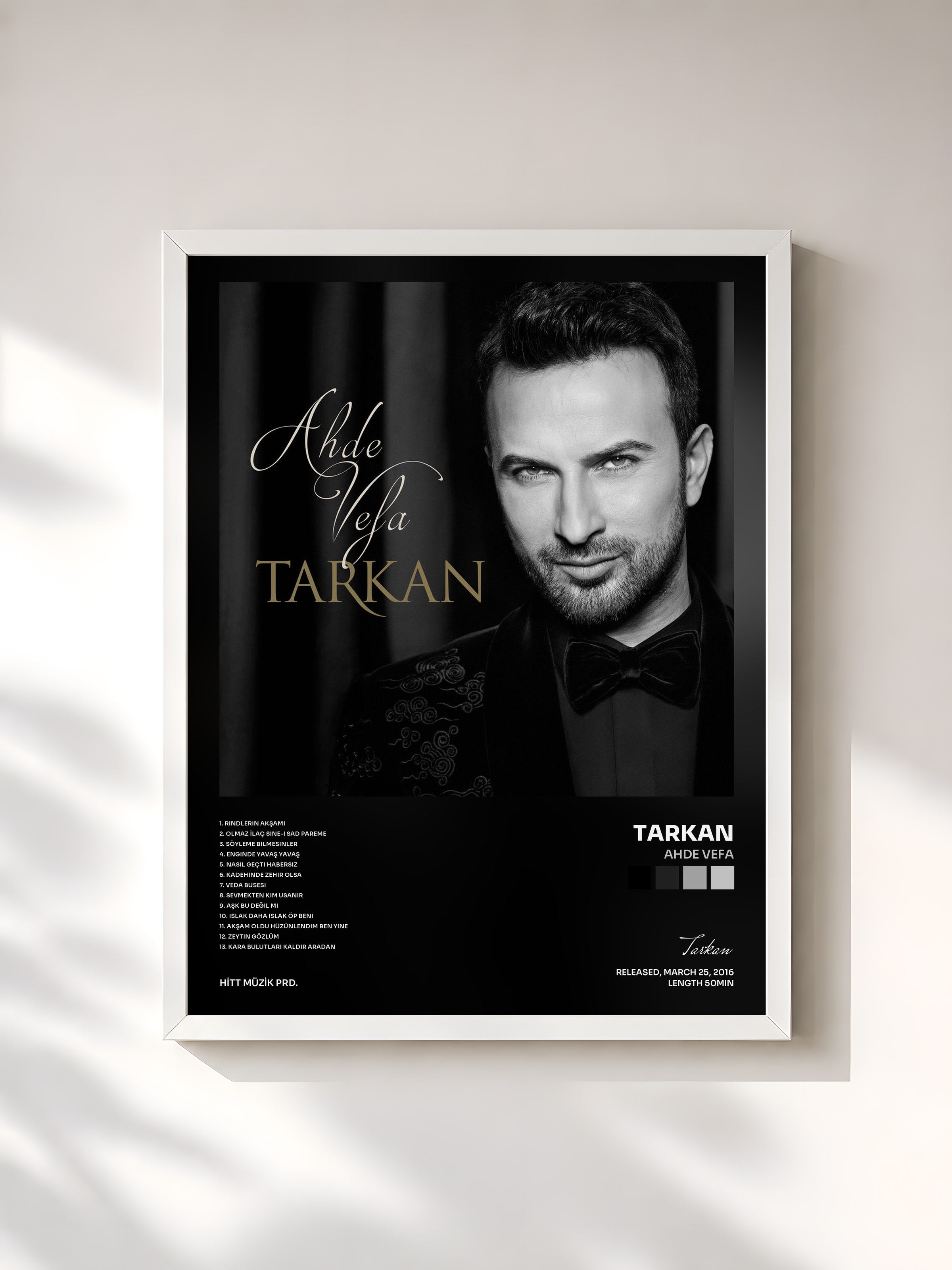 #blanc Tableau de l'album Ahde Vefa de Tarkan, cadre blanc, imprimé et encadré en France
