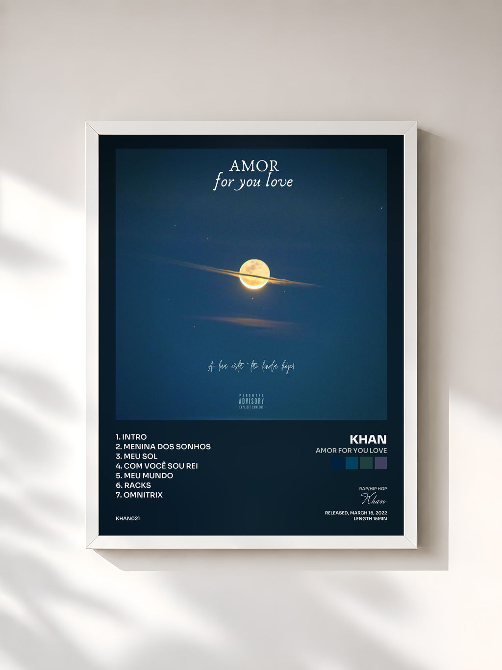 #blanc Tableau de l'album Amor For You Love de Khan, cadre blanc, imprimé et encadré en France