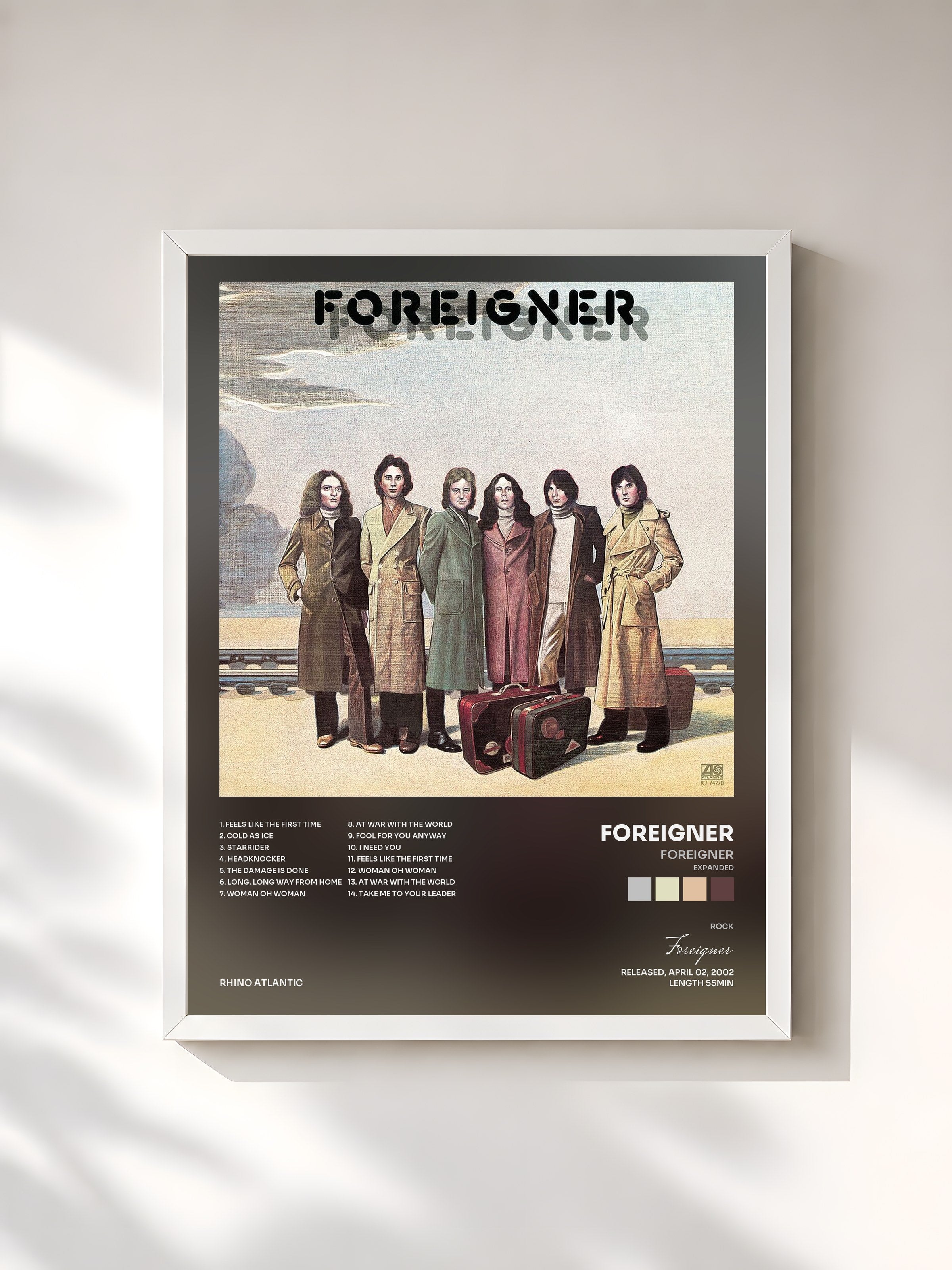 #blanc Tableau de l'album Foreigner (Expanded) de Foreigner, cadre blanc, imprimé et encadré en France