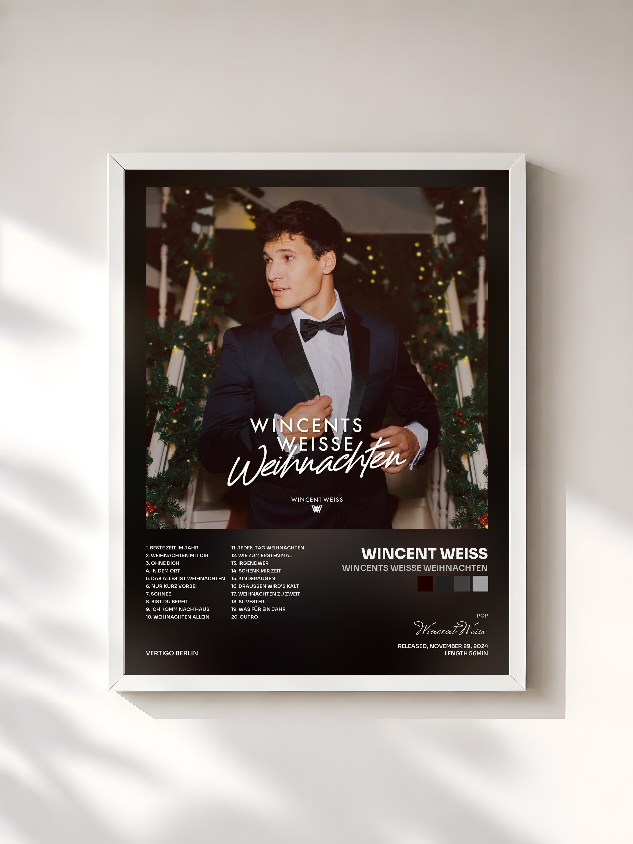 #blanc Tableau de l'album Wincents Weisse Weihnachten de Wincent Weiss, cadre blanc, imprimé et encadré en France