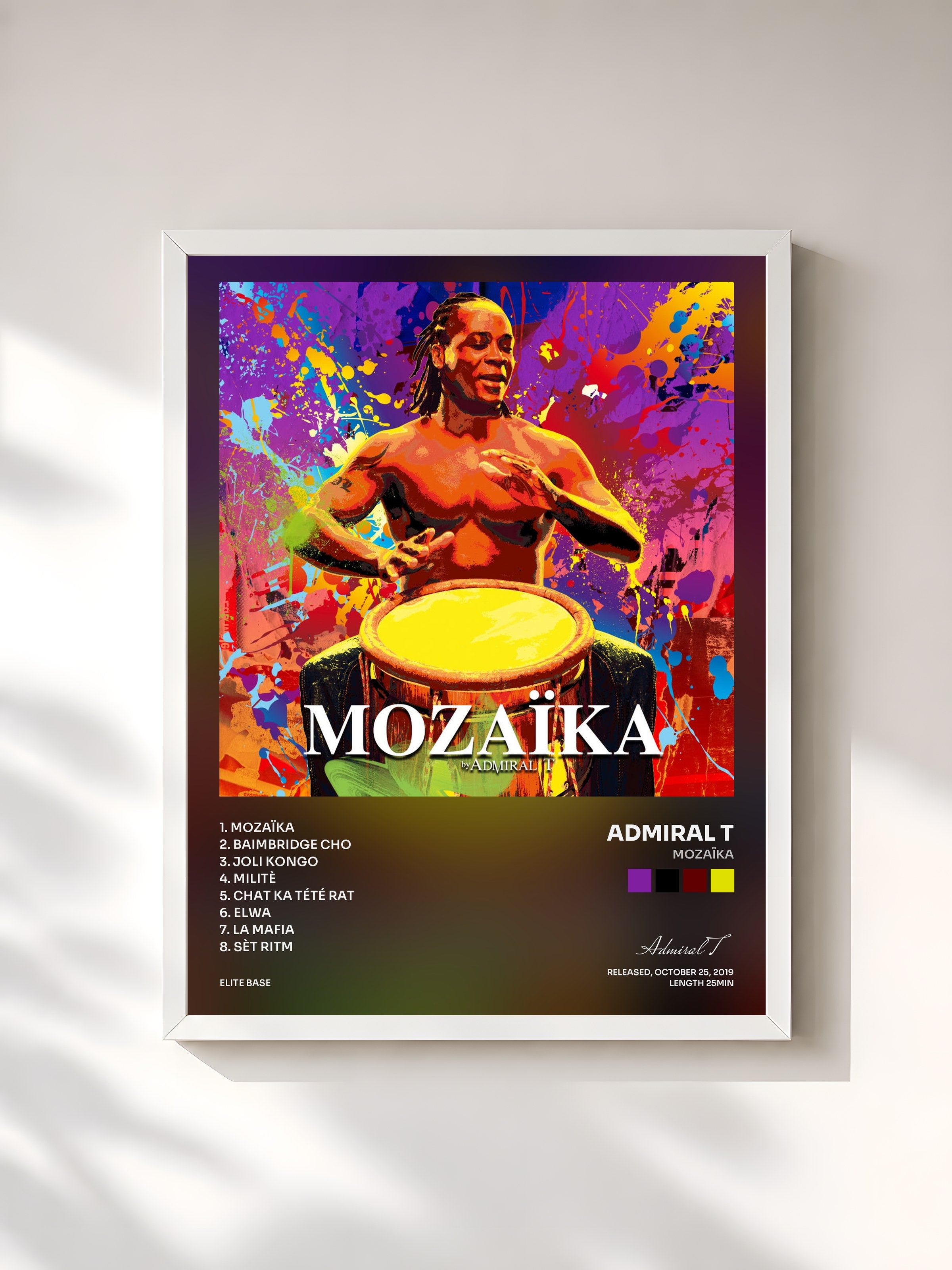 #blanc Tableau de l'album Mozaïka de Admiral T, cadre blanc, imprimé et encadré en France