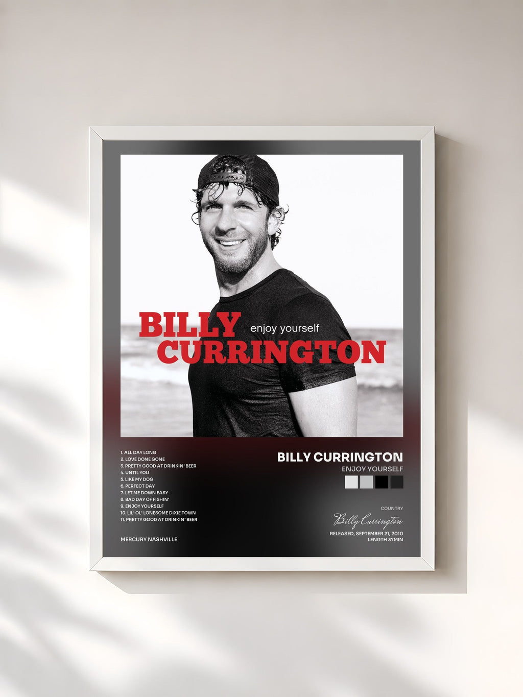 #blanc Enjoy Yourself di Billy Currington in stampa incorniciata, cornice bianca, stampata e incorniciata in Francia