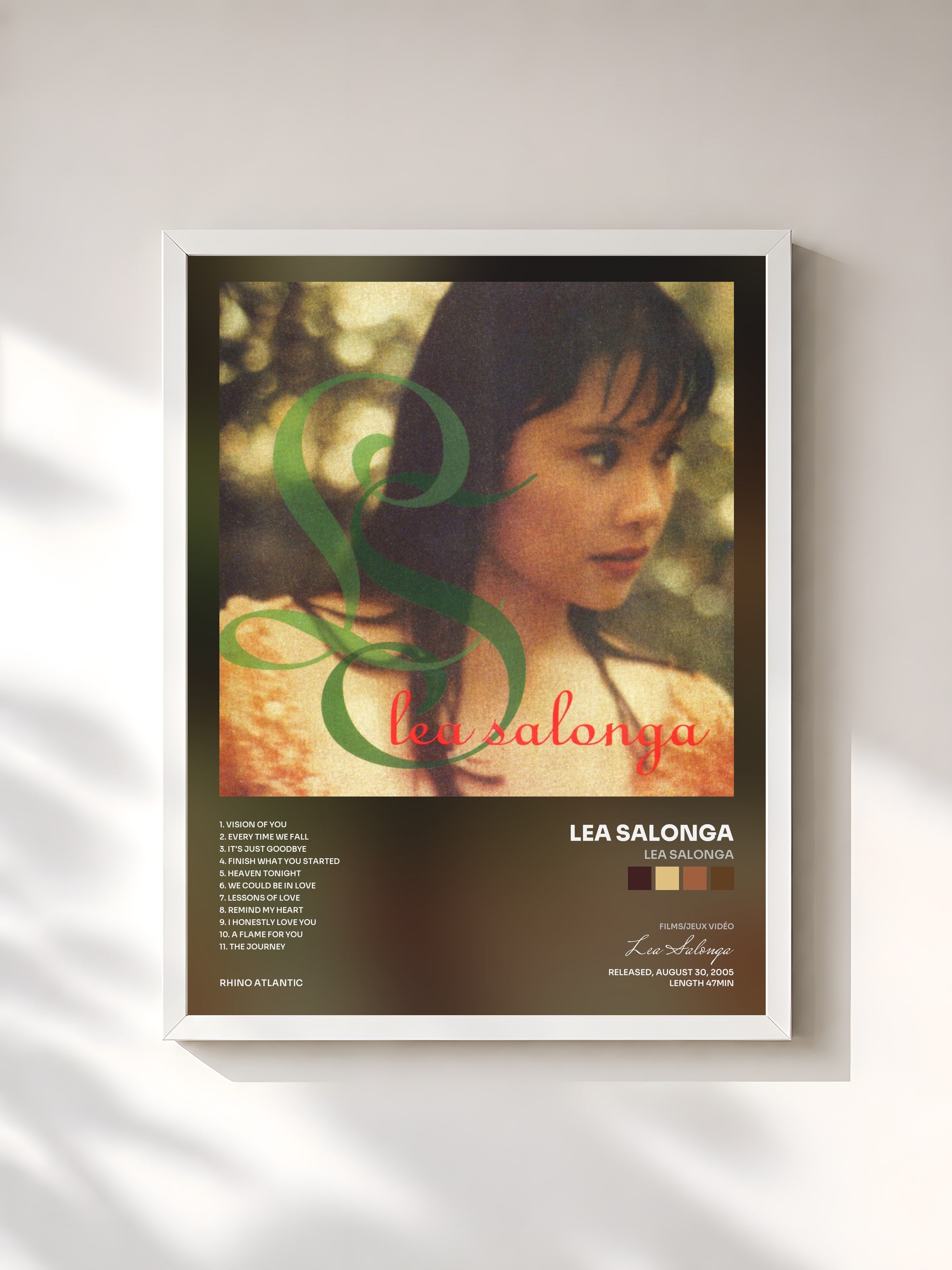 #blanc Tableau de l'album Lea Salonga de Lea Salonga, cadre blanc, imprimé et encadré en France