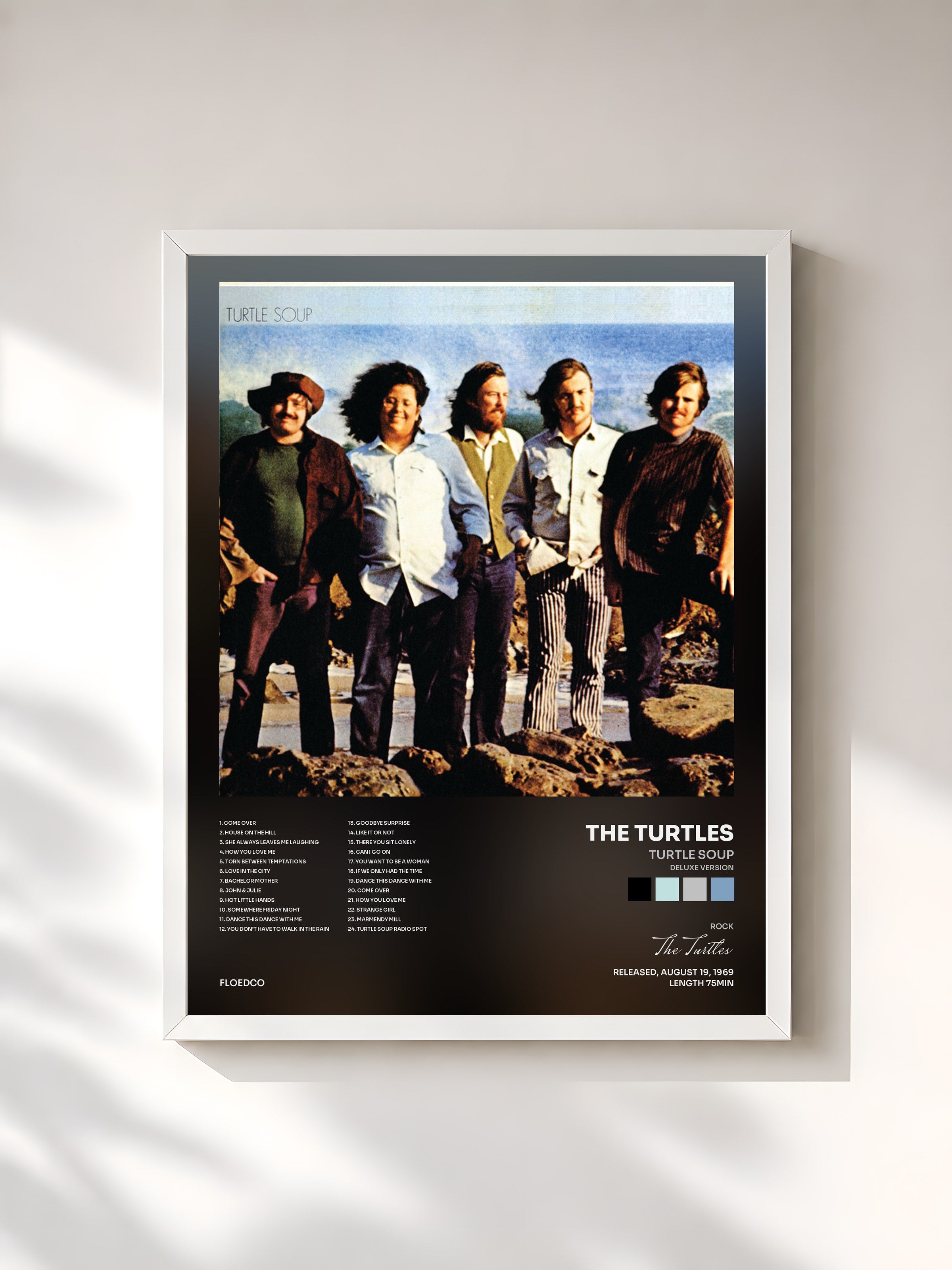 #blanc Tableau de l'album Turtle Soup (Deluxe Version) de The Turtles, cadre blanc, imprimé et encadré en France