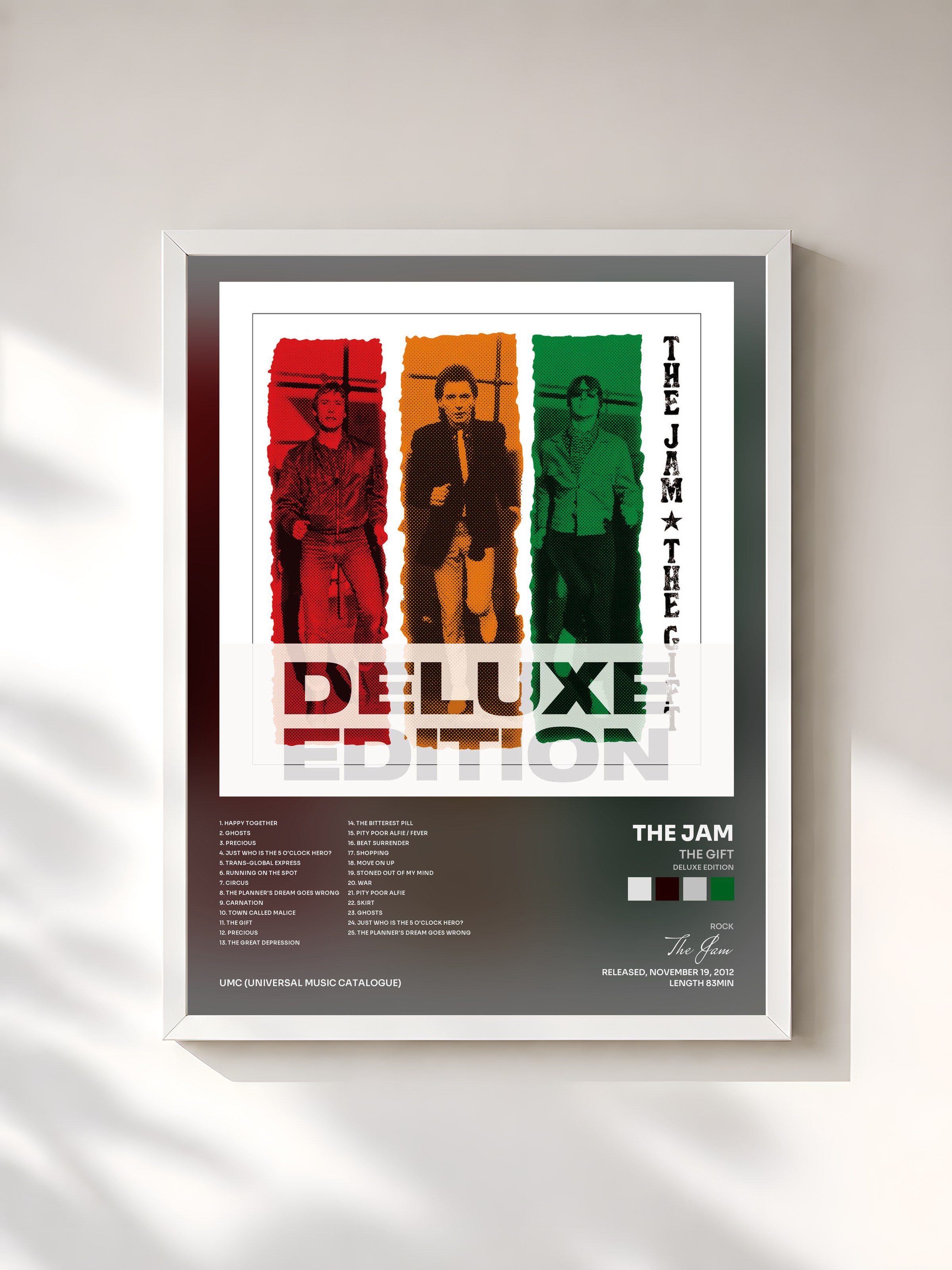 #blanc Tableau de l'album The Gift (Deluxe Edition) de The Jam, cadre blanc, imprimé et encadré en France