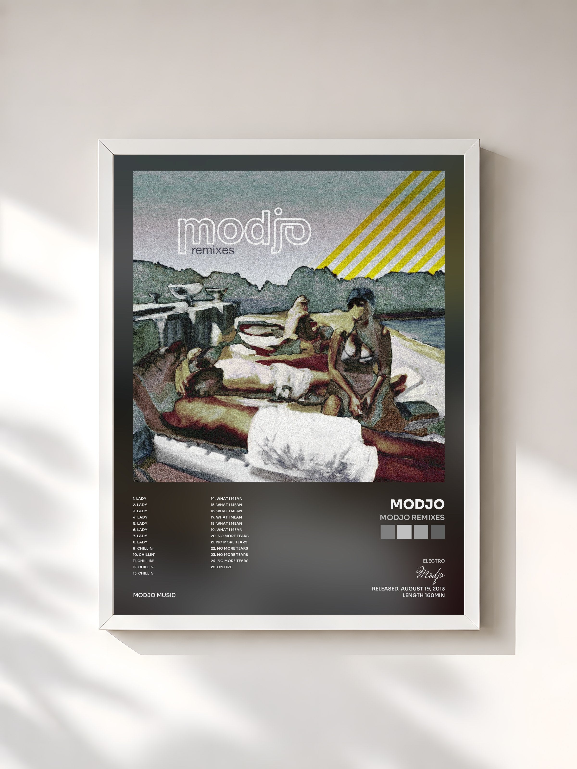 #blanc Tableau de l'album Modjo Remixes de Modjo, cadre blanc, imprimé et encadré en France